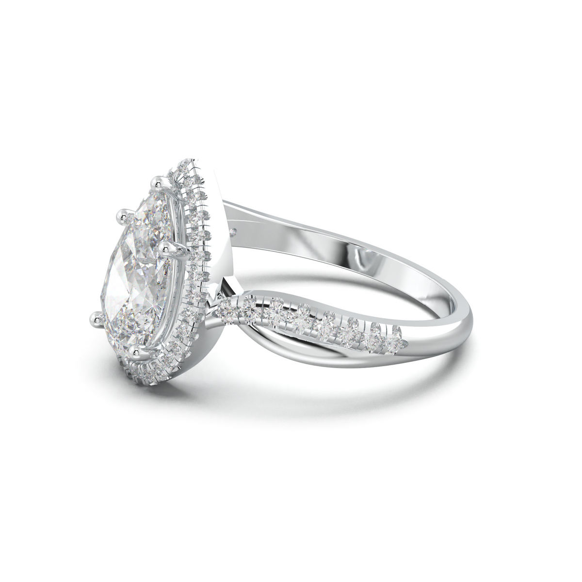 Pear Halo Twisted Pavé Engagement Ring