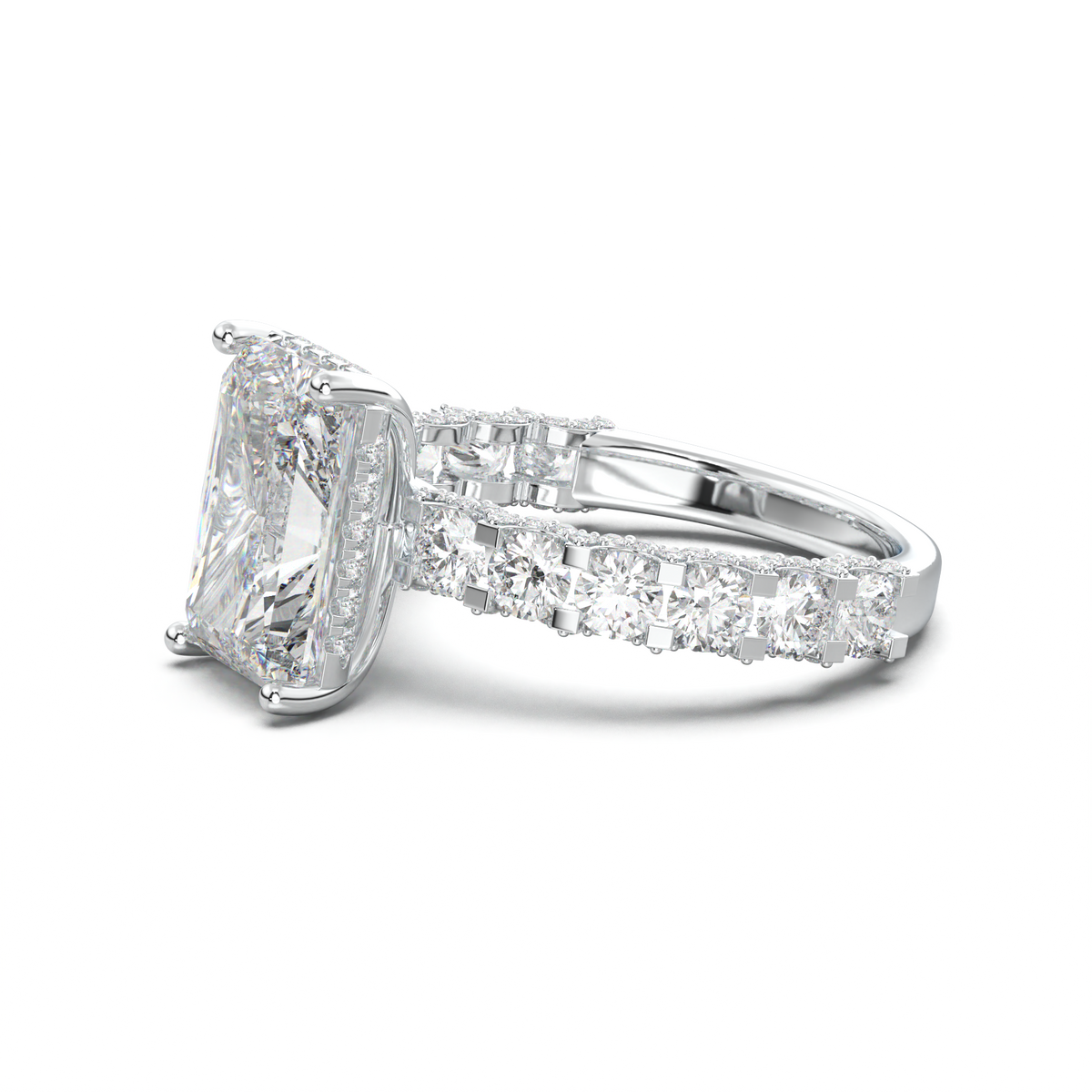 Radiant Diamond Band Engagement Ring