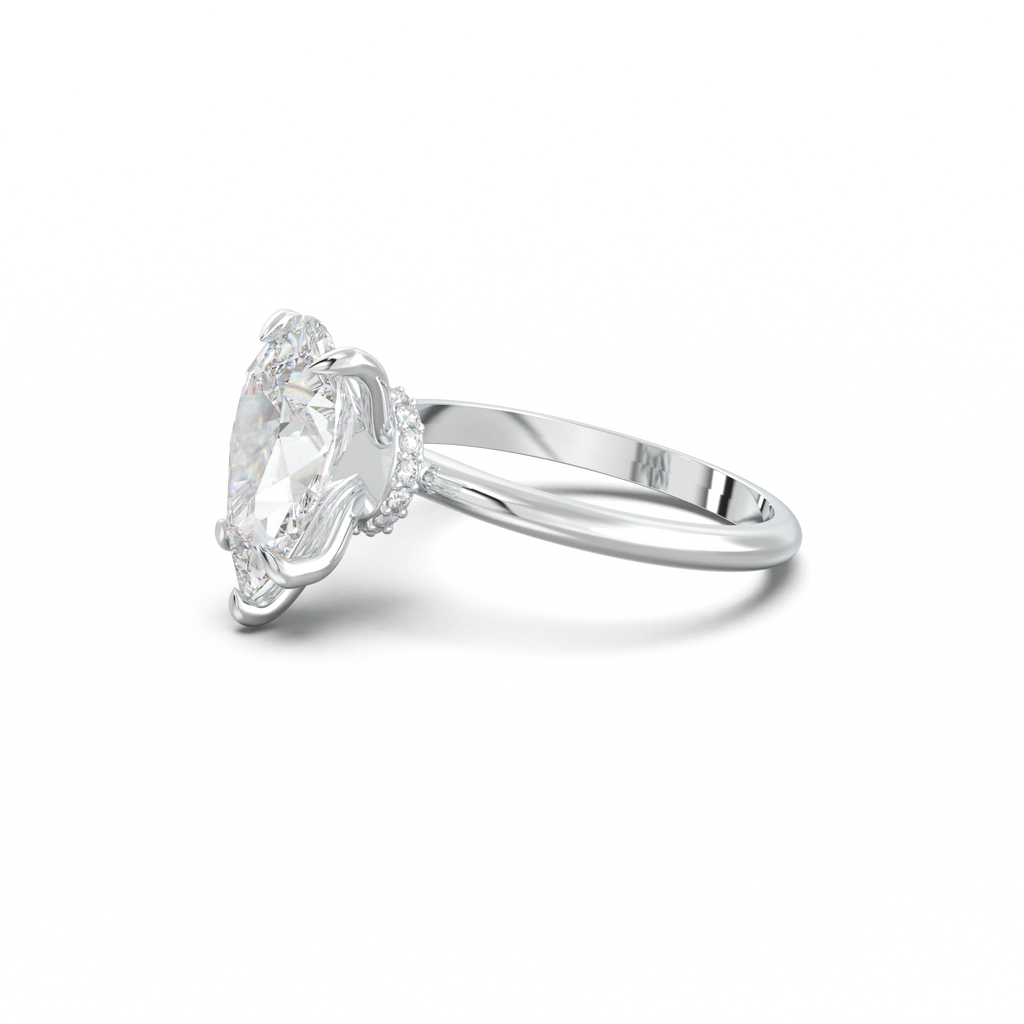 Pear Hidden Halo Engagement Ring