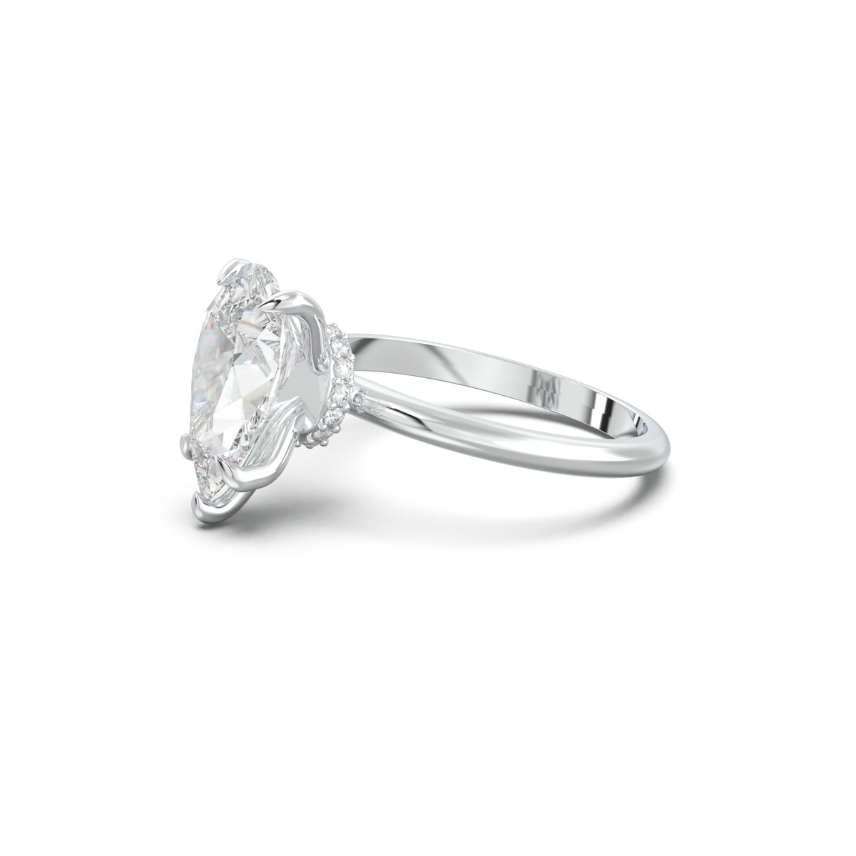 Pear Hidden Halo Engagement Ring