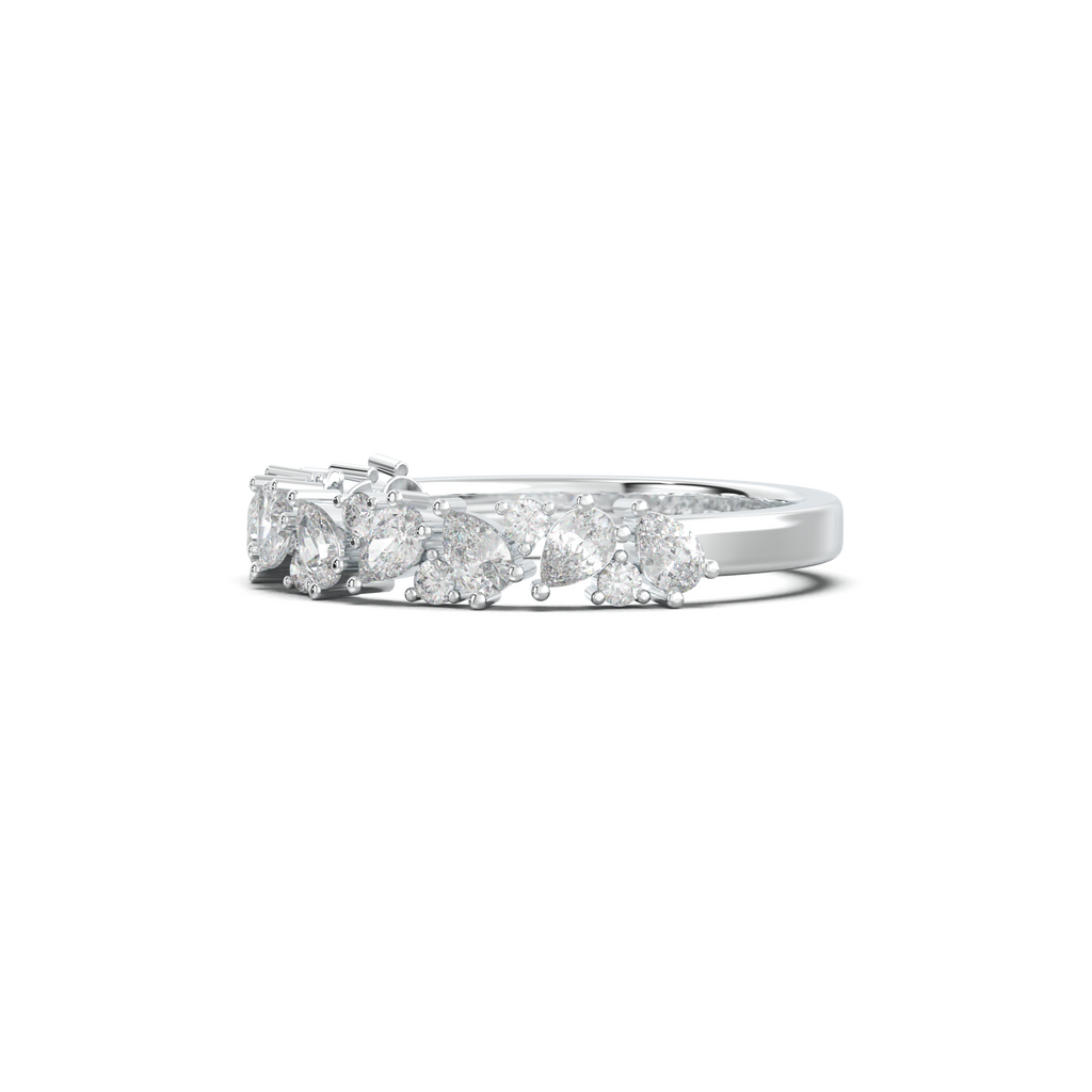 Alternating Pear & Round Half-Eternity Wedding Band