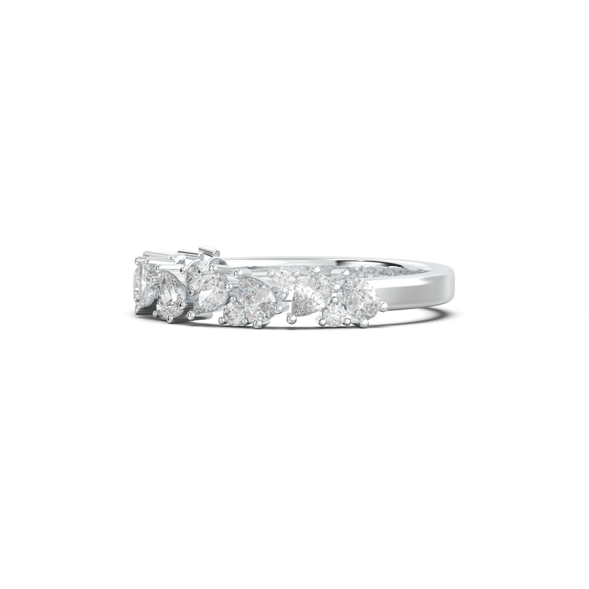 Alternating Pear & Round Half-Eternity Wedding Band