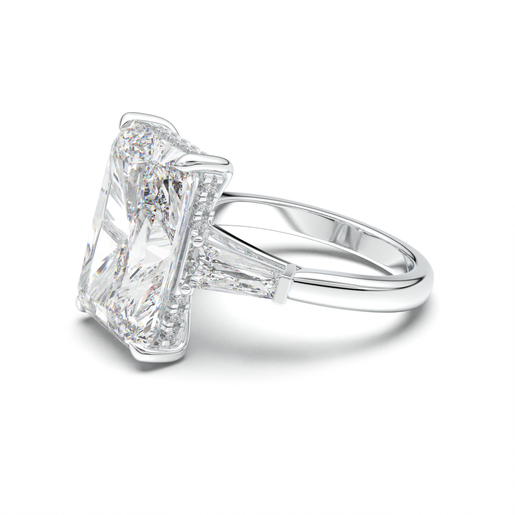 Radiant Baguette Hidden Halo Engagement Ring