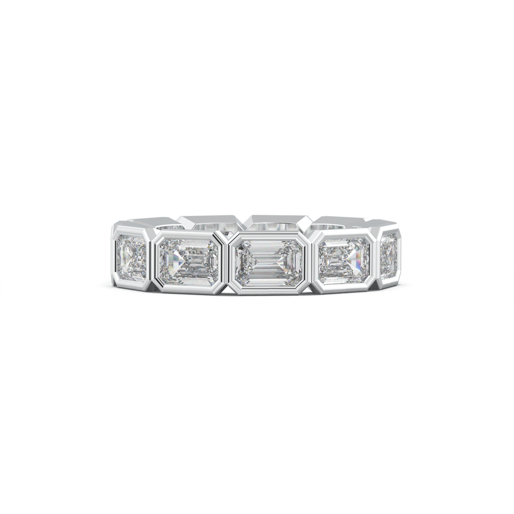 Emerald-Cut Bezel-Style Eternity Wedding Band