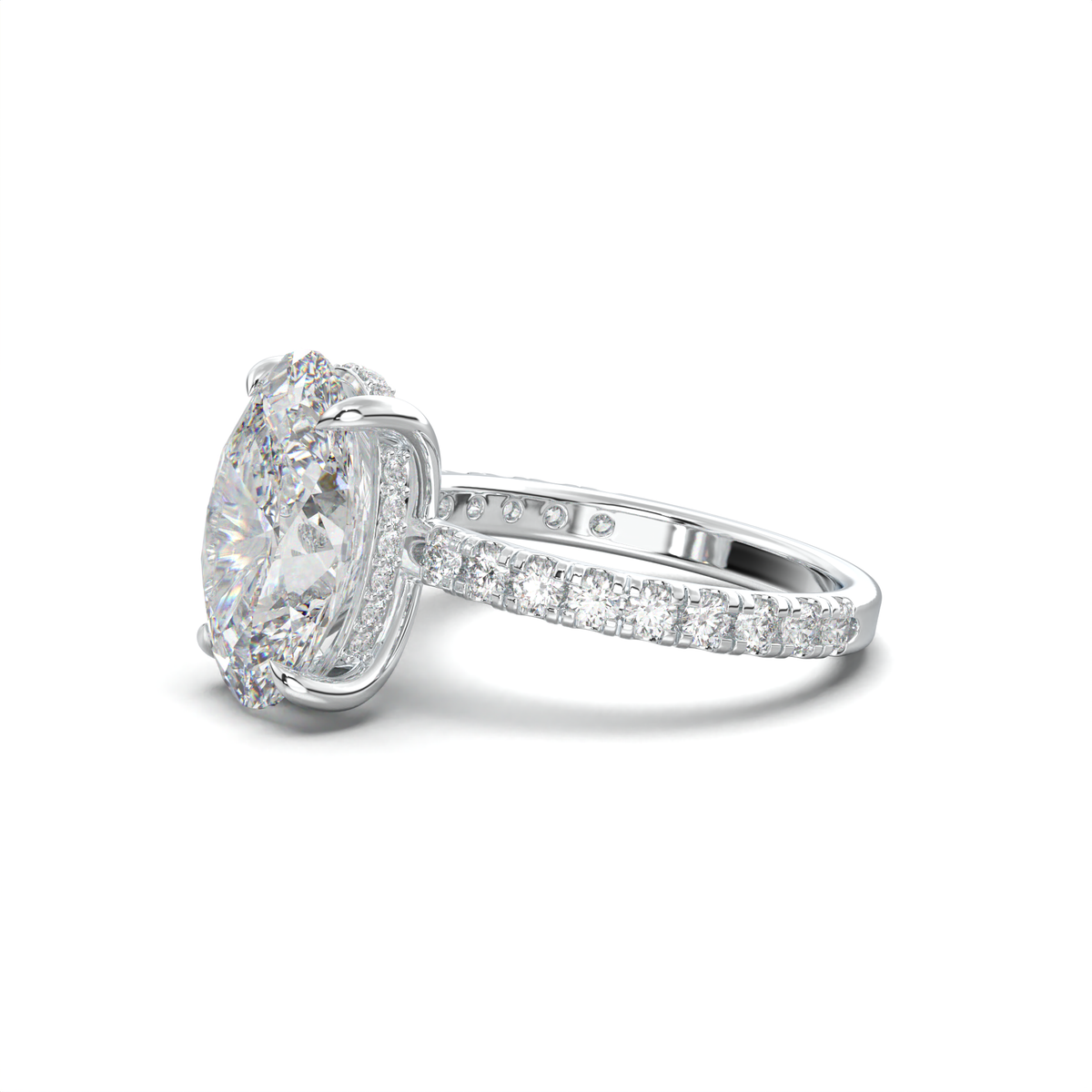 Oval Pavé Hidden Halo Engagement Ring