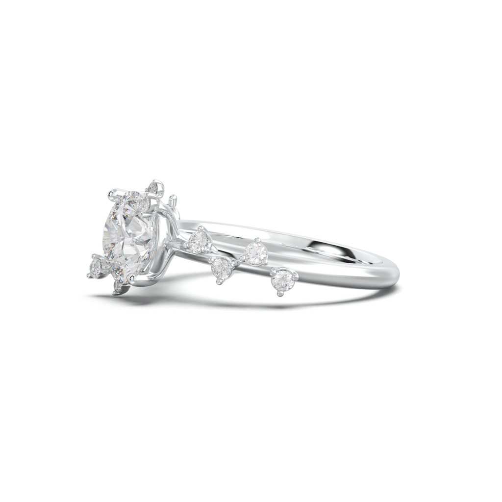 Round Botanical Accent Engagement Ring