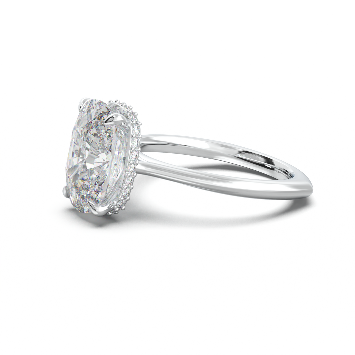 Cushion Hidden Halo Engagement Ring