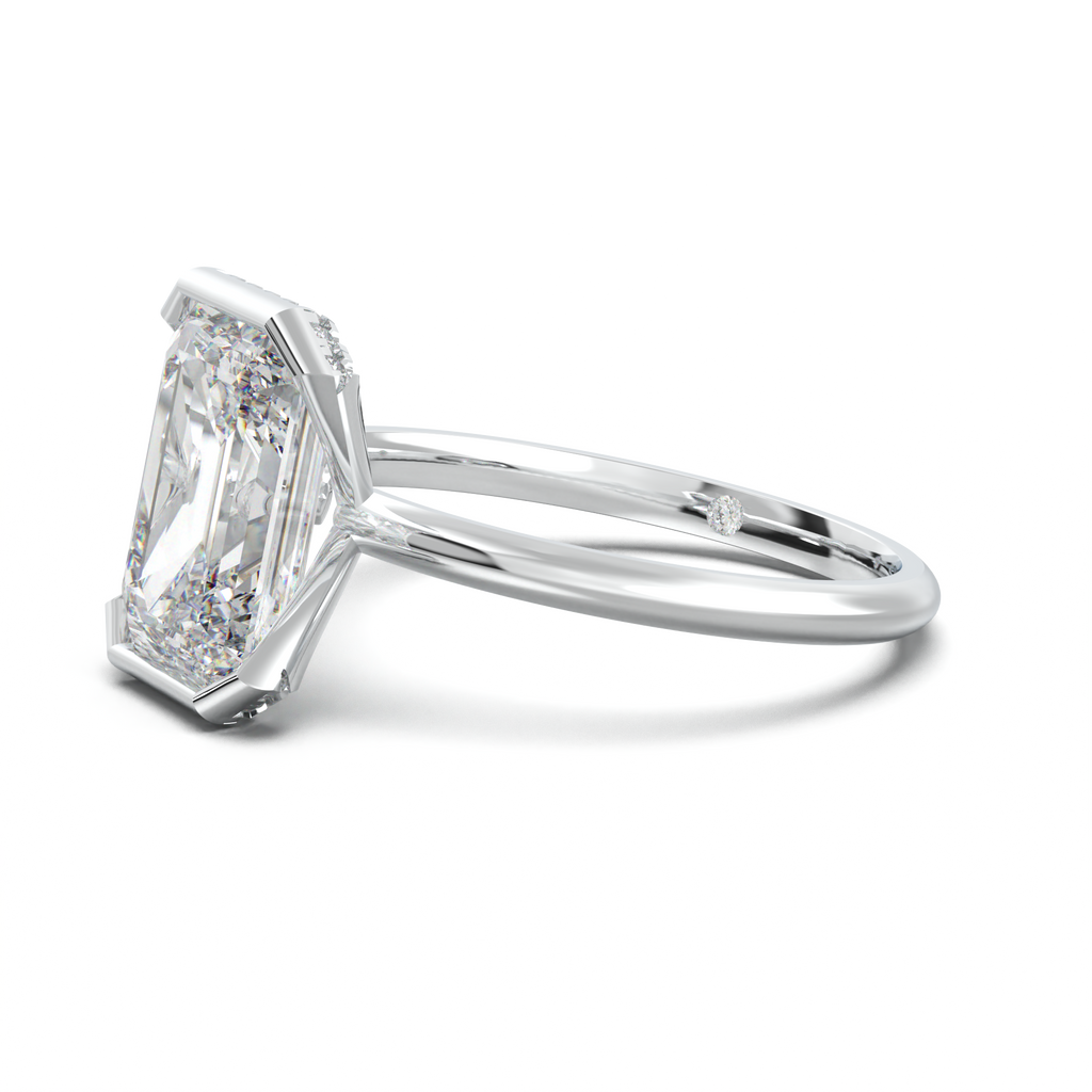 Emerald Hidden Halo Engagement Ring