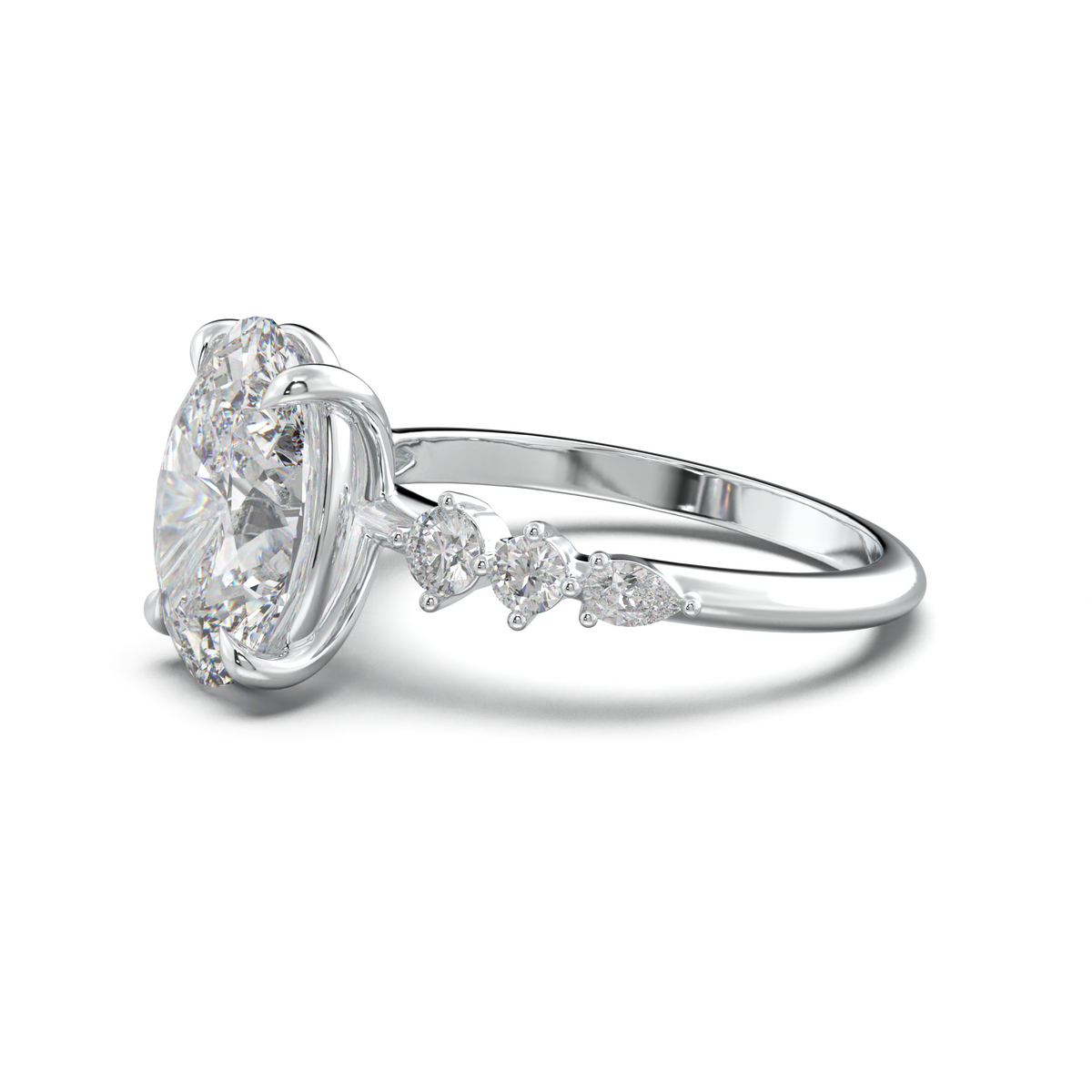 Oval Pear-Accent Engagement Ring