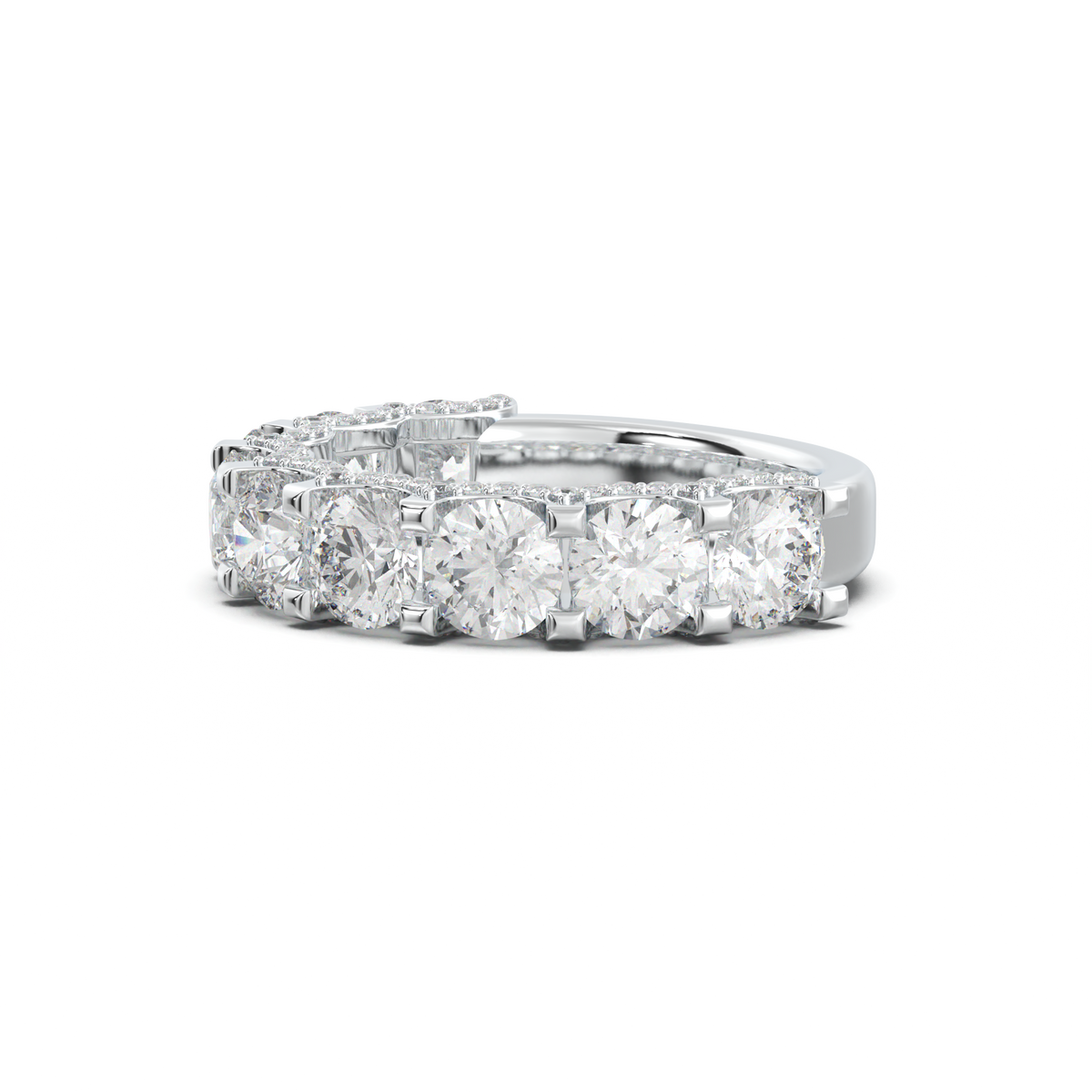 Round Diamond Pavé-Edge Wedding Band