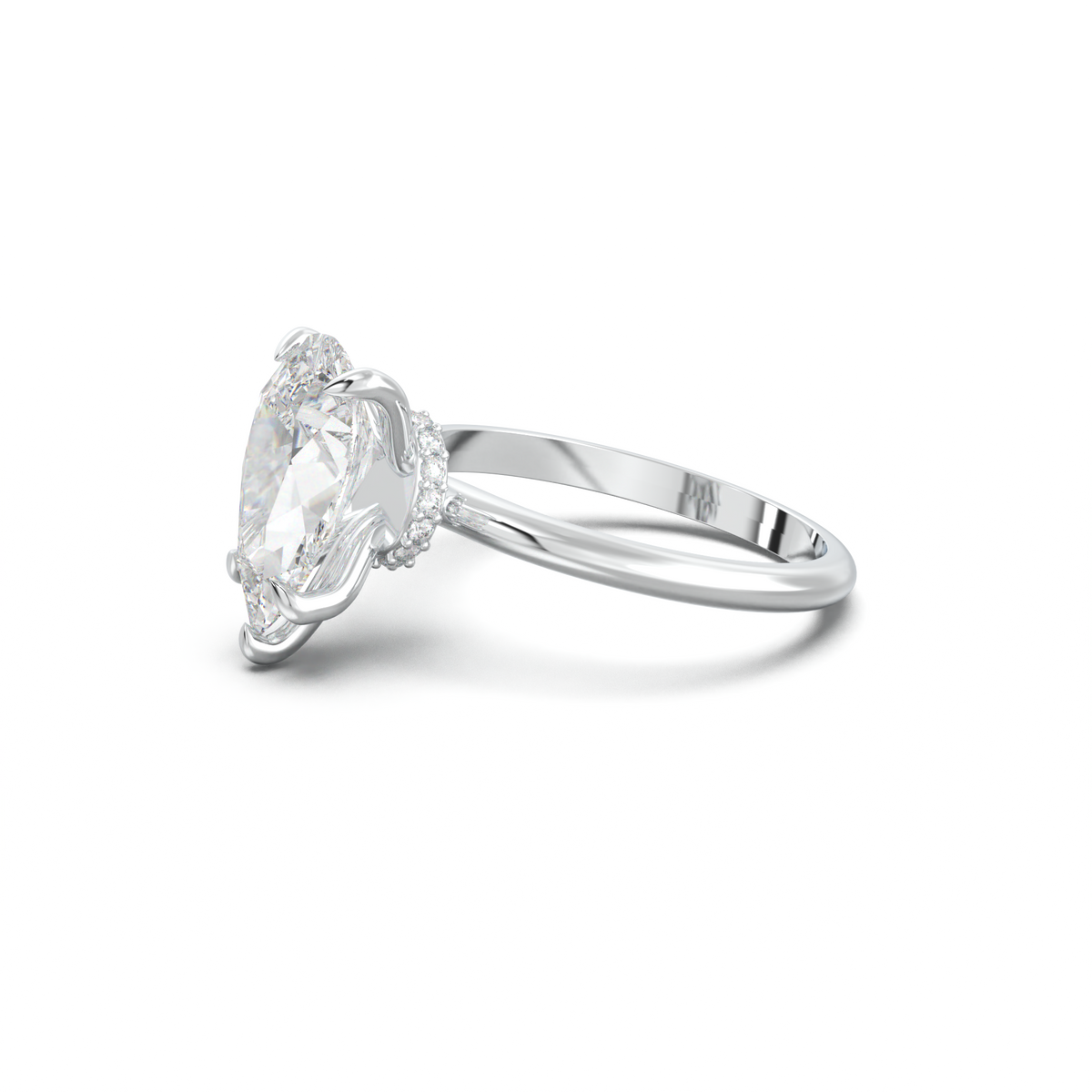 Pear Hidden Halo Engagement Ring