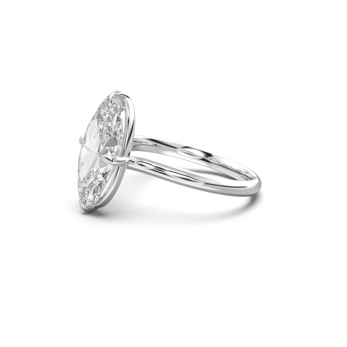 Elongated Moval Solitaire Engagement Ring
