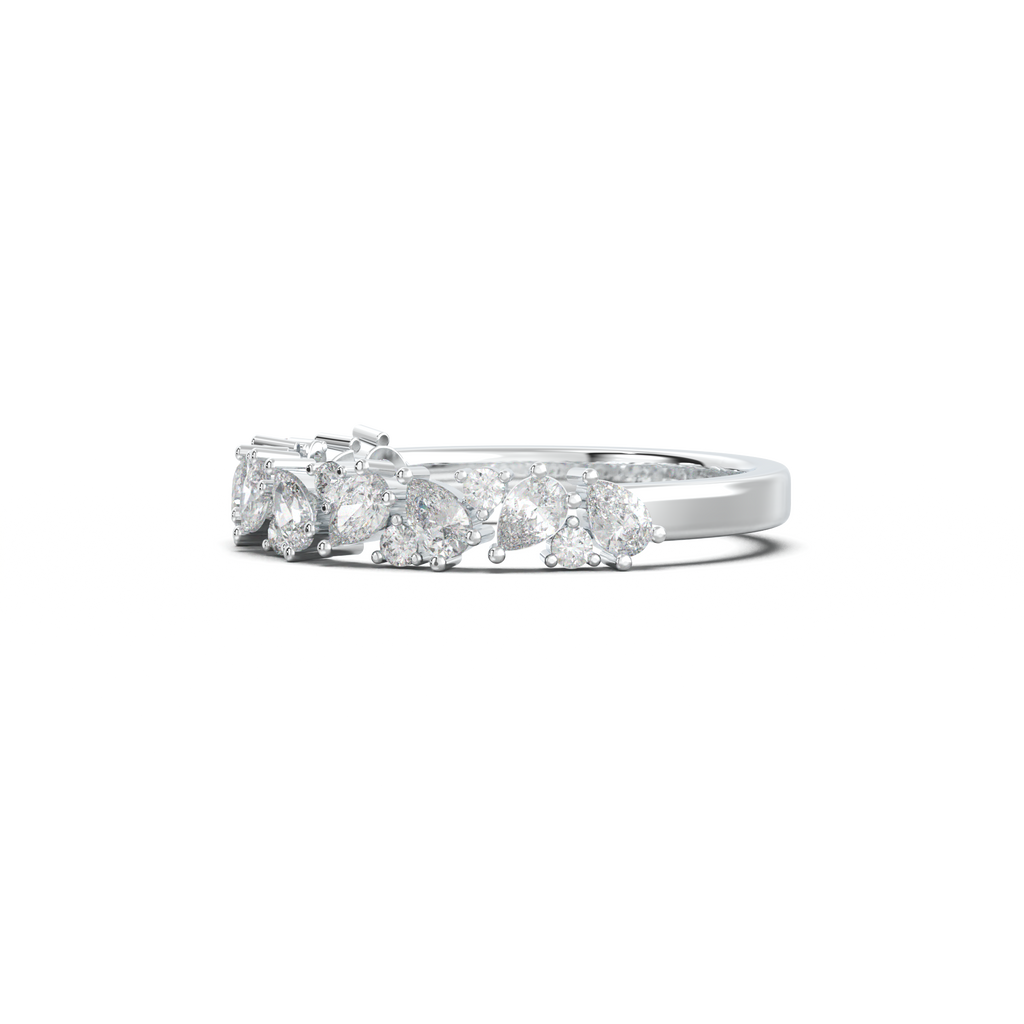 Alternating Pear & Round Half-Eternity Wedding Band