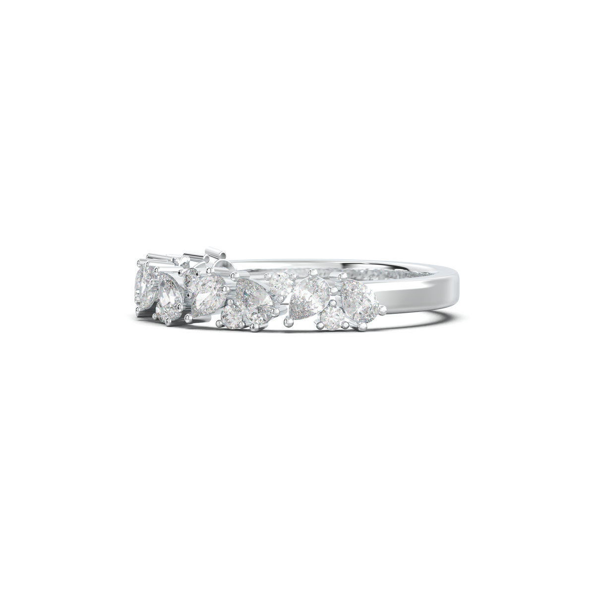 Alternating Pear & Round Half-Eternity Wedding Band