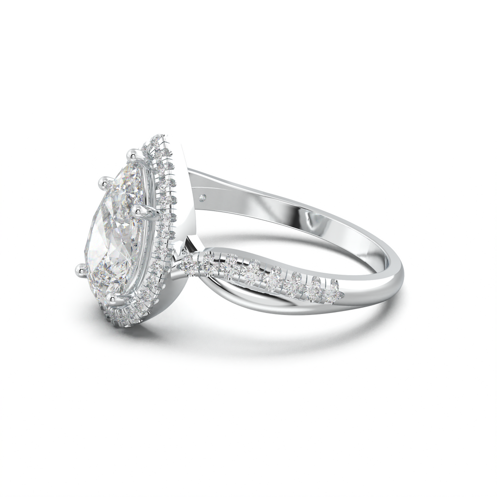 Pear Halo Twisted Pavé Engagement Ring