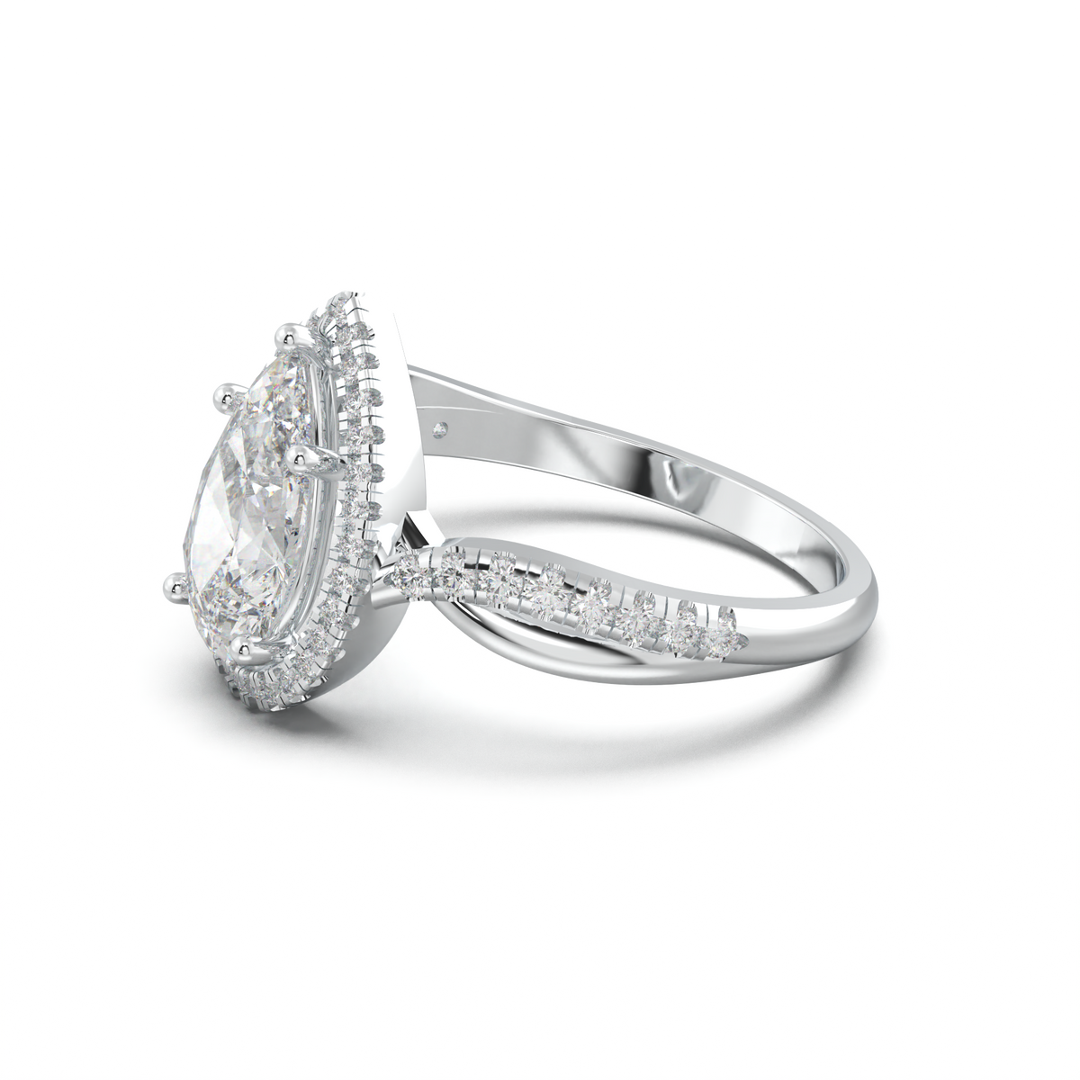 Pear Halo Twisted Pavé Engagement Ring