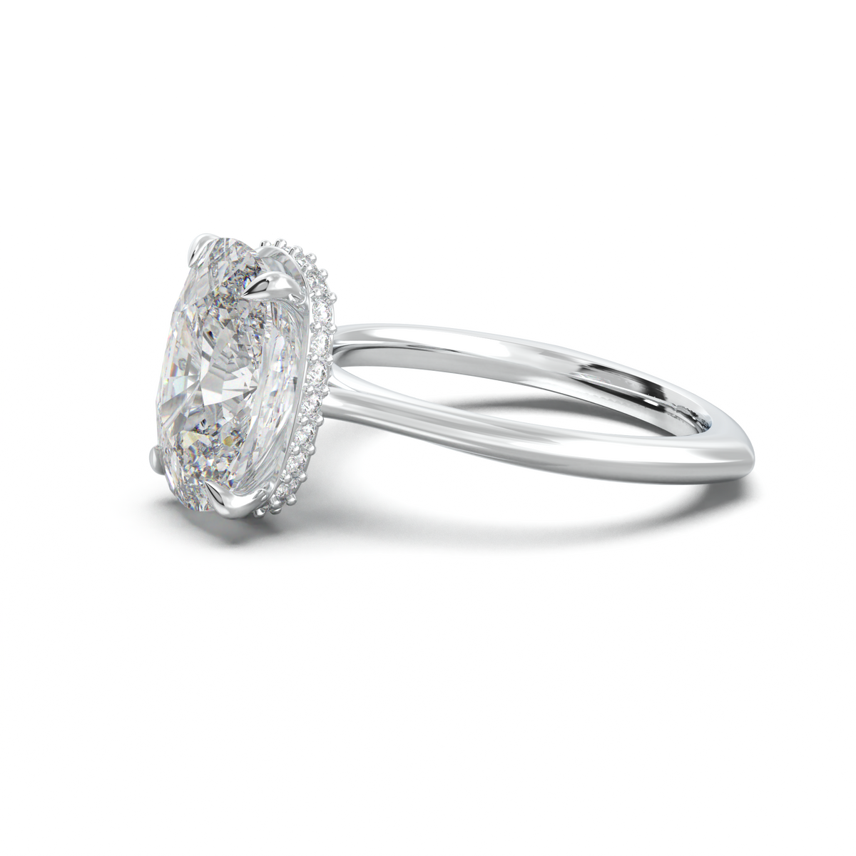 Cushion Hidden Halo Engagement Ring