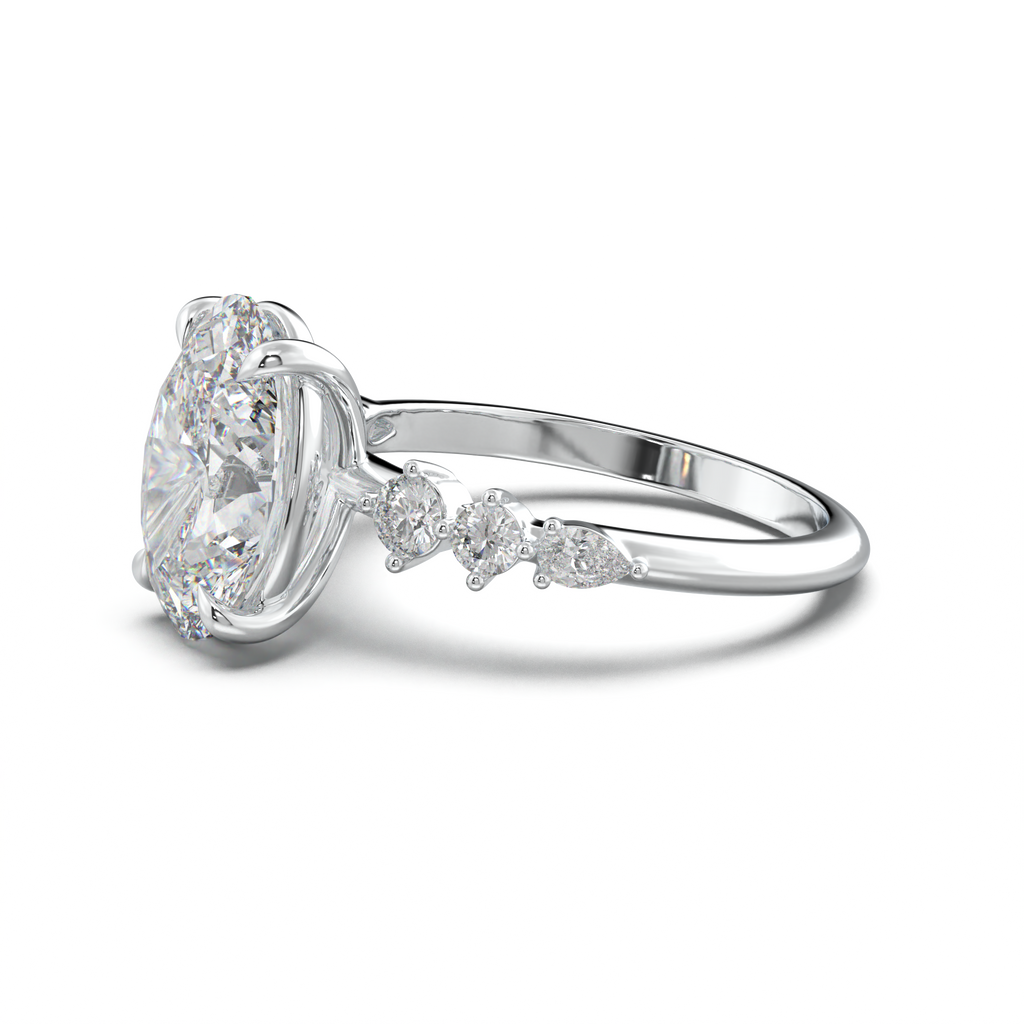 Oval Pear-Accent Engagement Ring