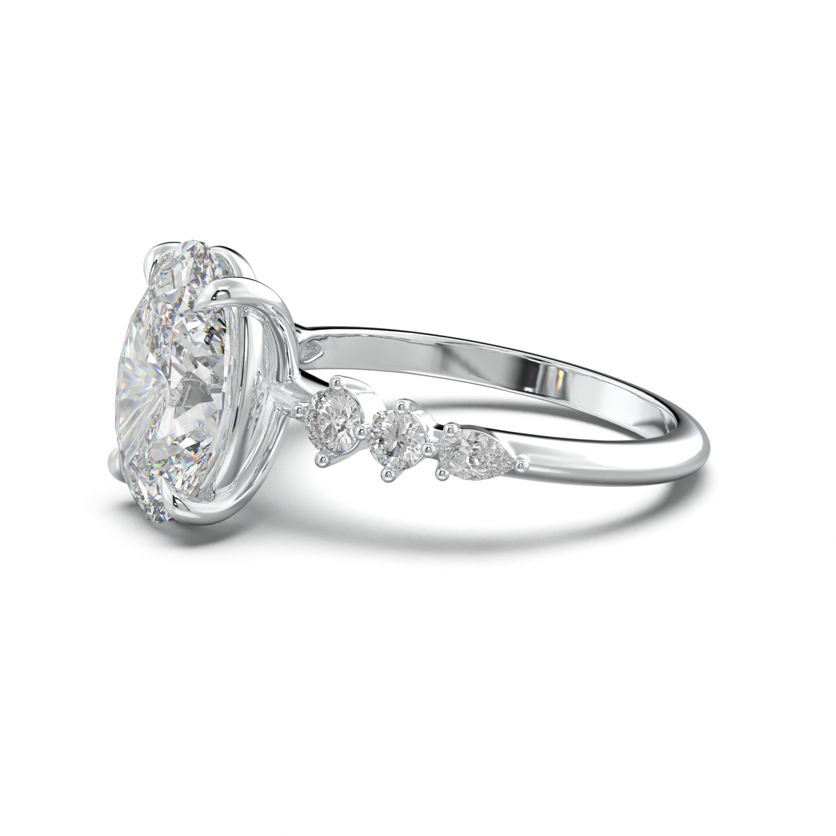 Oval Pear-Accent Engagement Ring