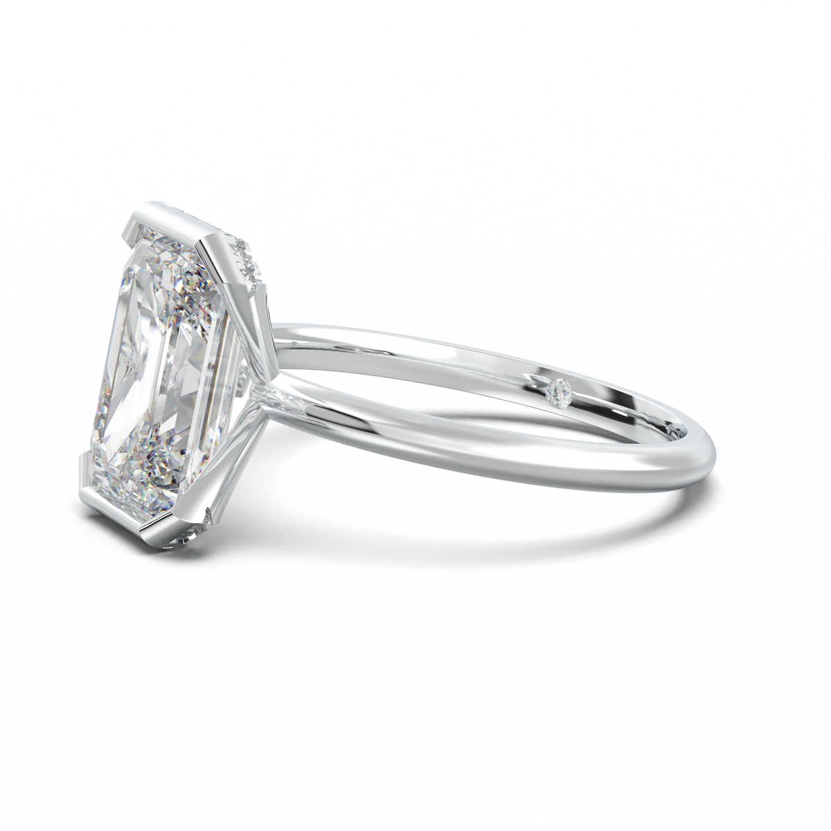 Emerald Hidden Halo Engagement Ring