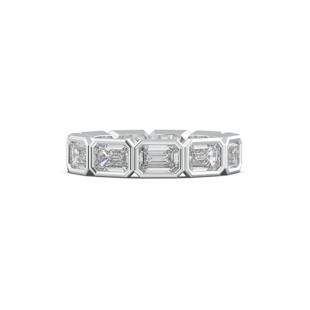 Emerald-Cut Bezel-Style Eternity Wedding Band