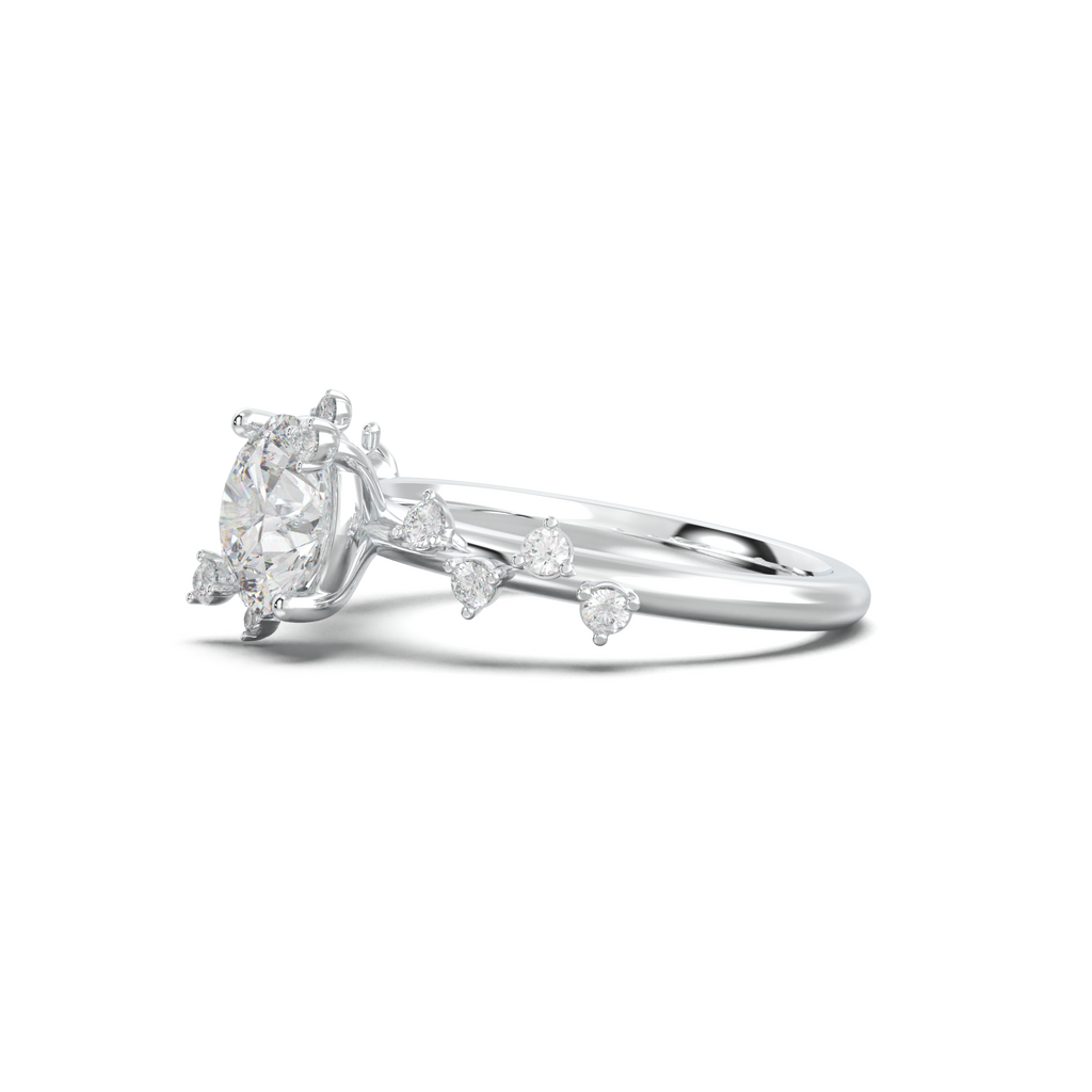 Round Botanical Accent Engagement Ring