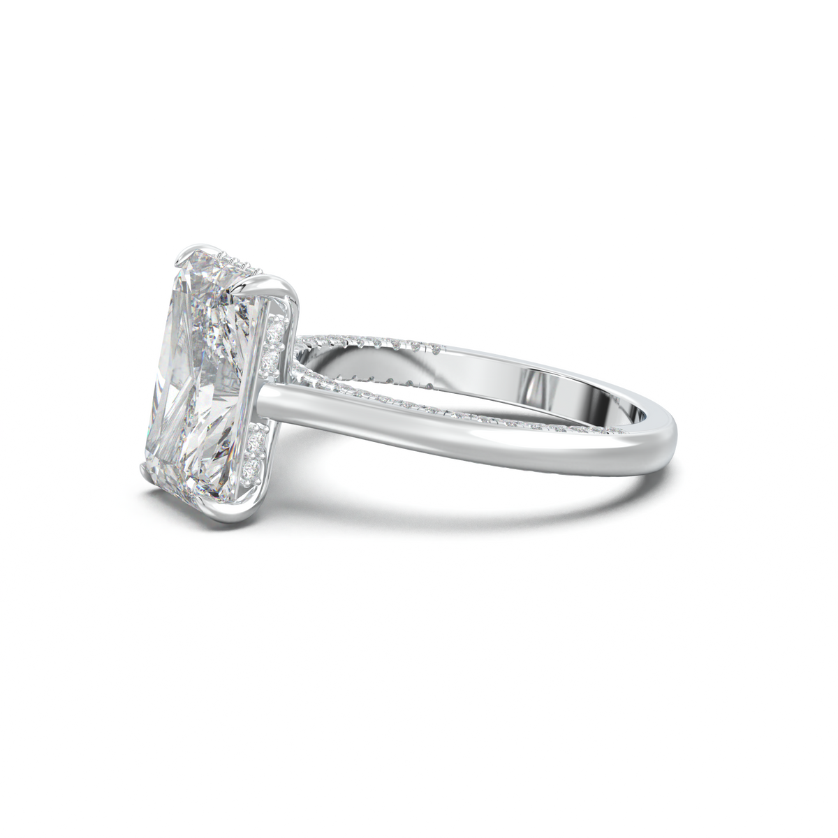 Radiant Pavé Hidden Halo Engagement Ring
