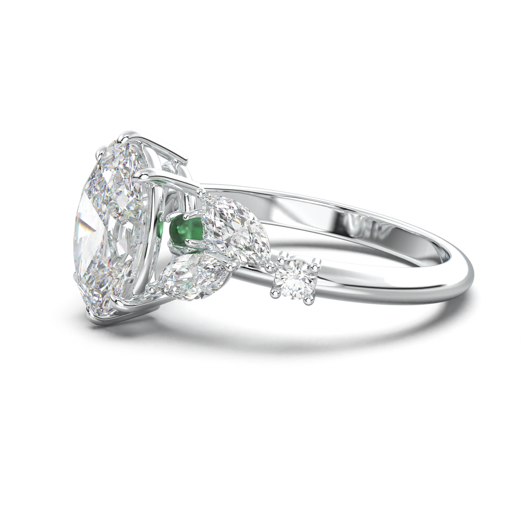 Oval Marquise-Accent Engagement Ring