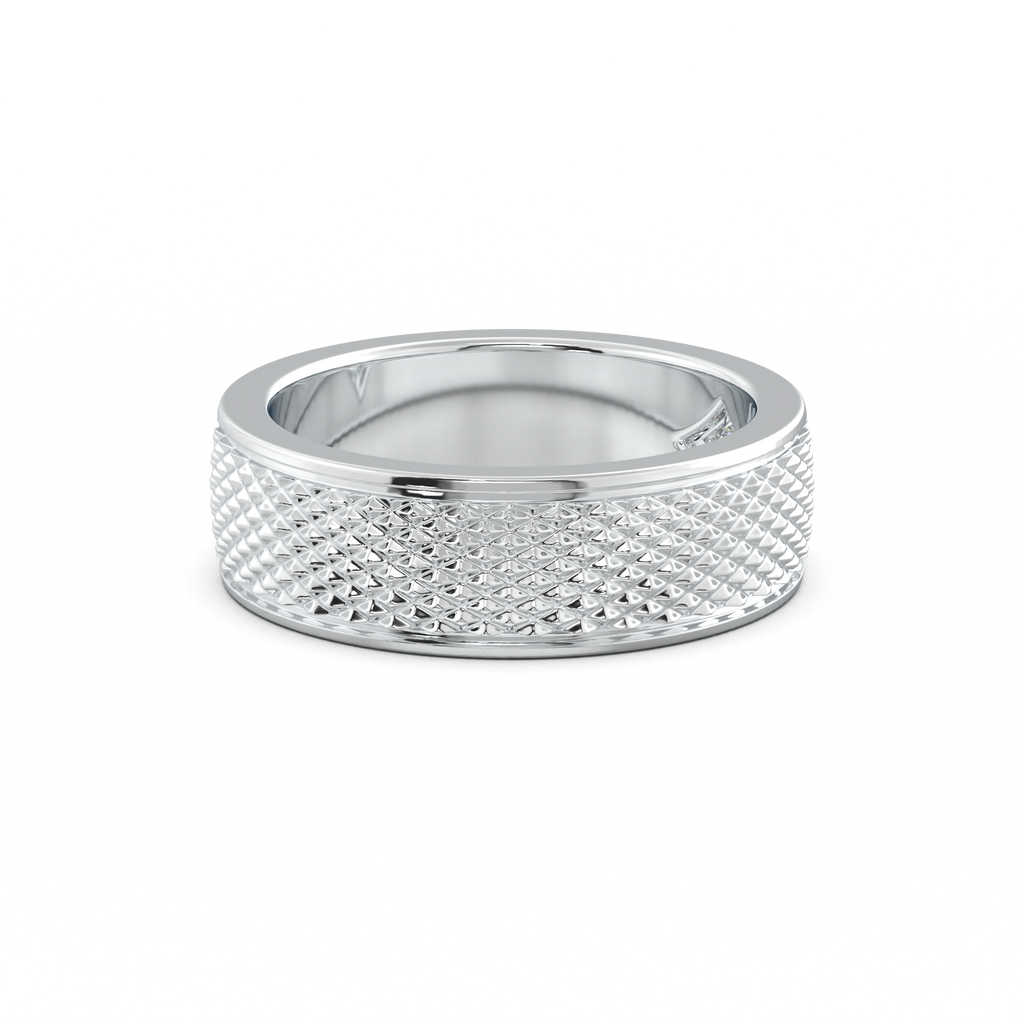 Diamond-Cut Textured Men's Wedding Band
