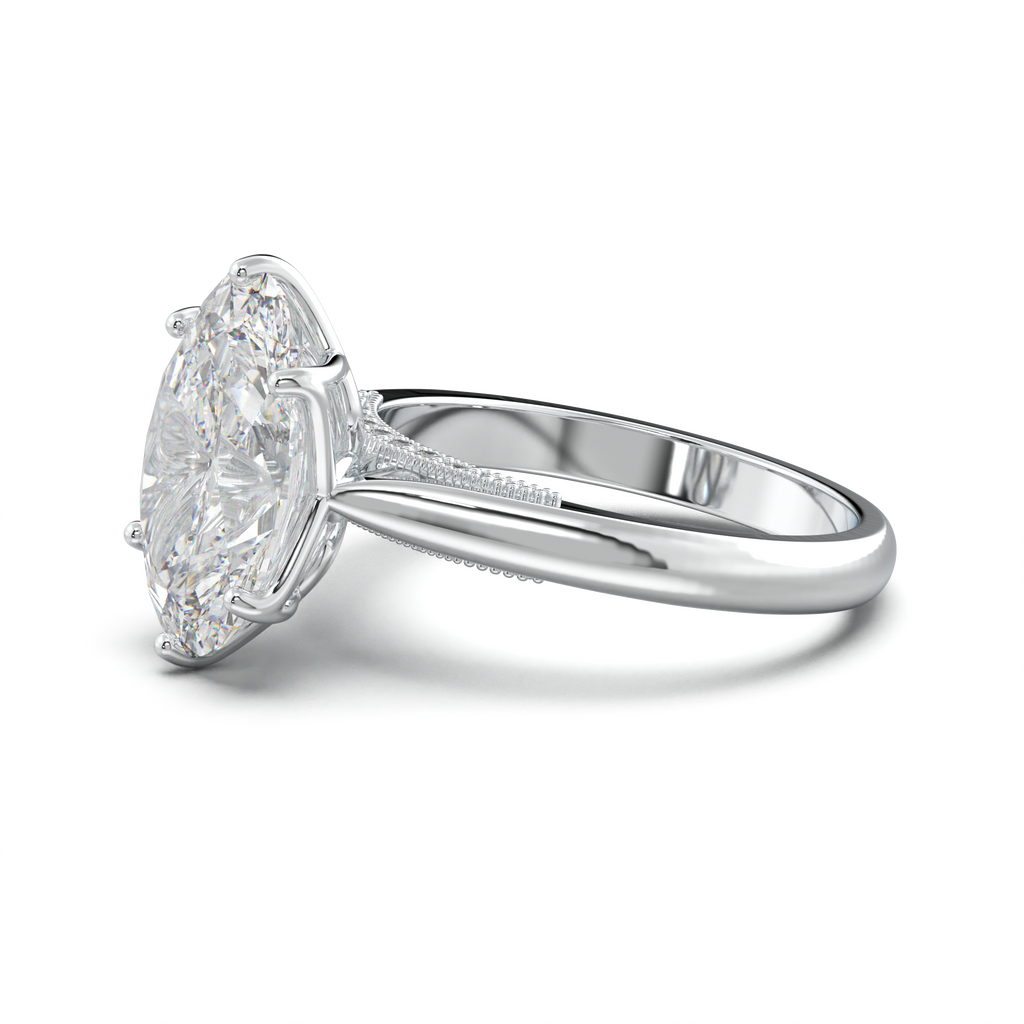 Oval Tulip Setting Hidden bridge Halo Engagement Ring