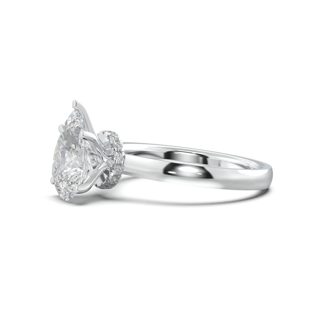 Pear Hidden Halo Engagement Ring