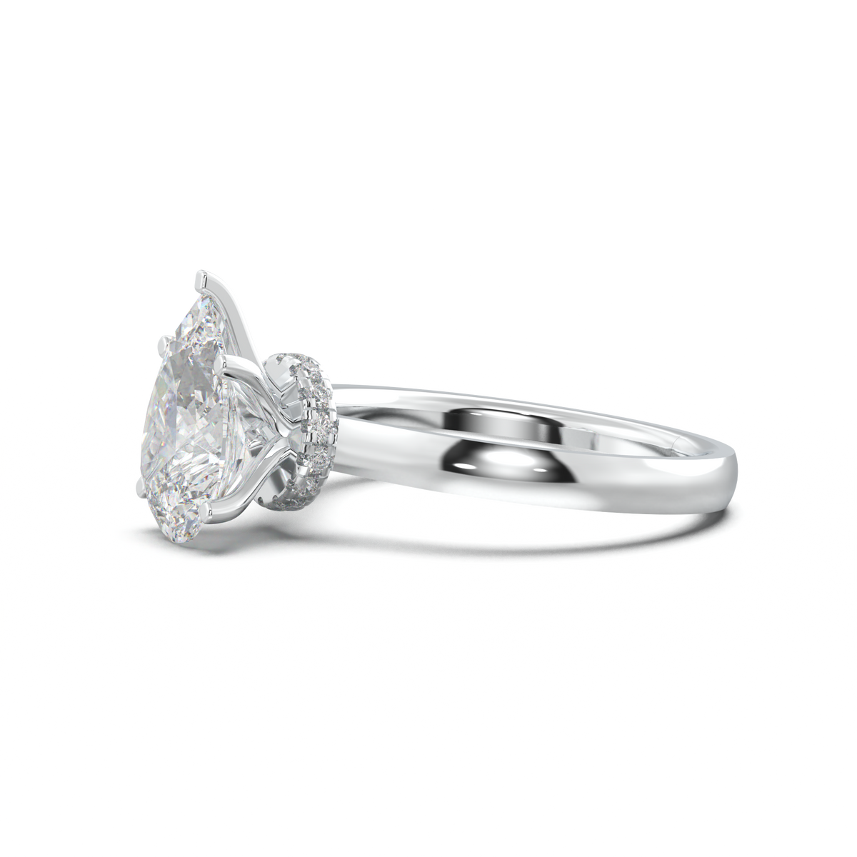 Pear Hidden Halo Engagement Ring