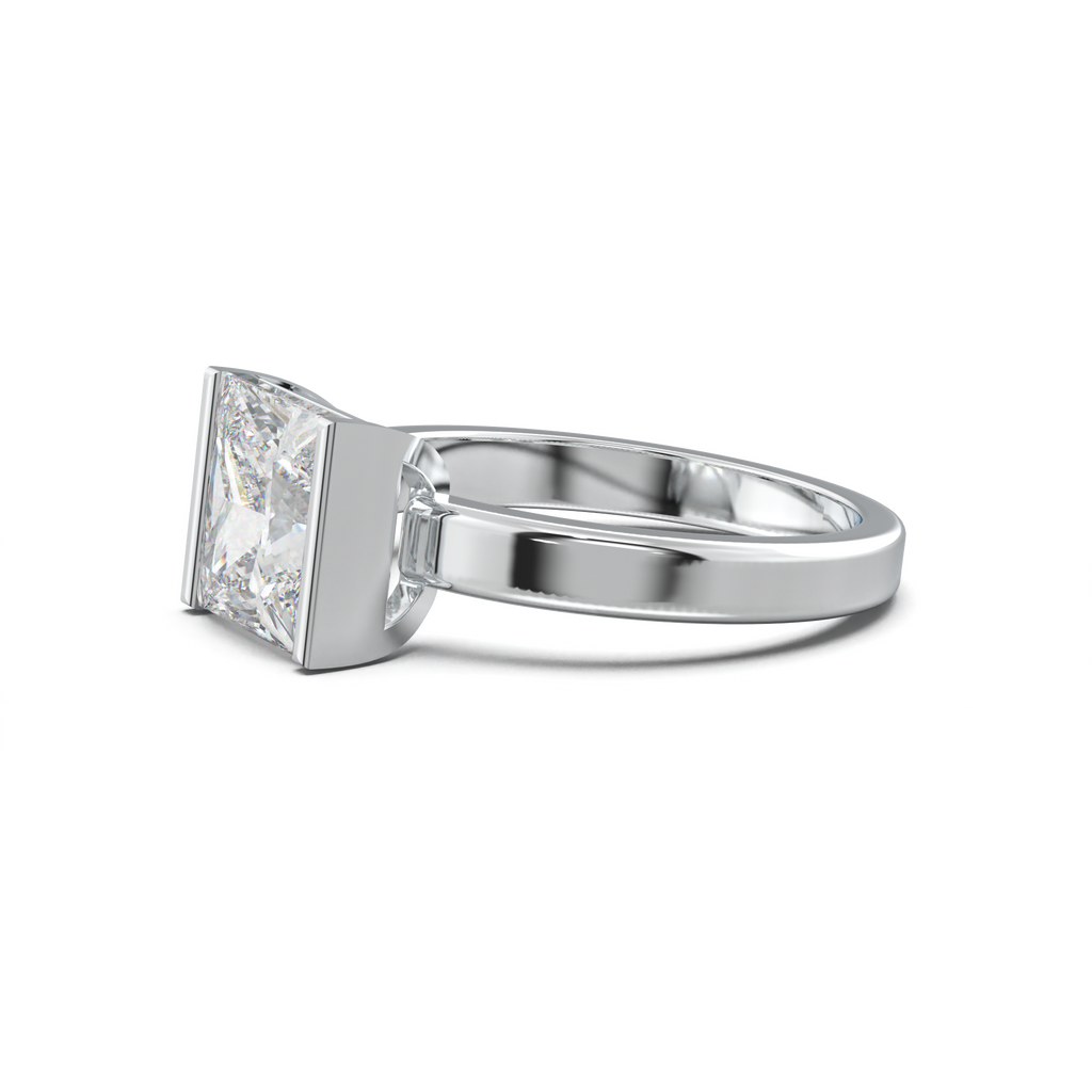 Princess Half-Bezel Engagement Ring