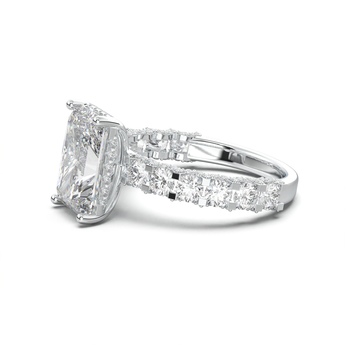 Radiant Diamond Band Engagement Ring