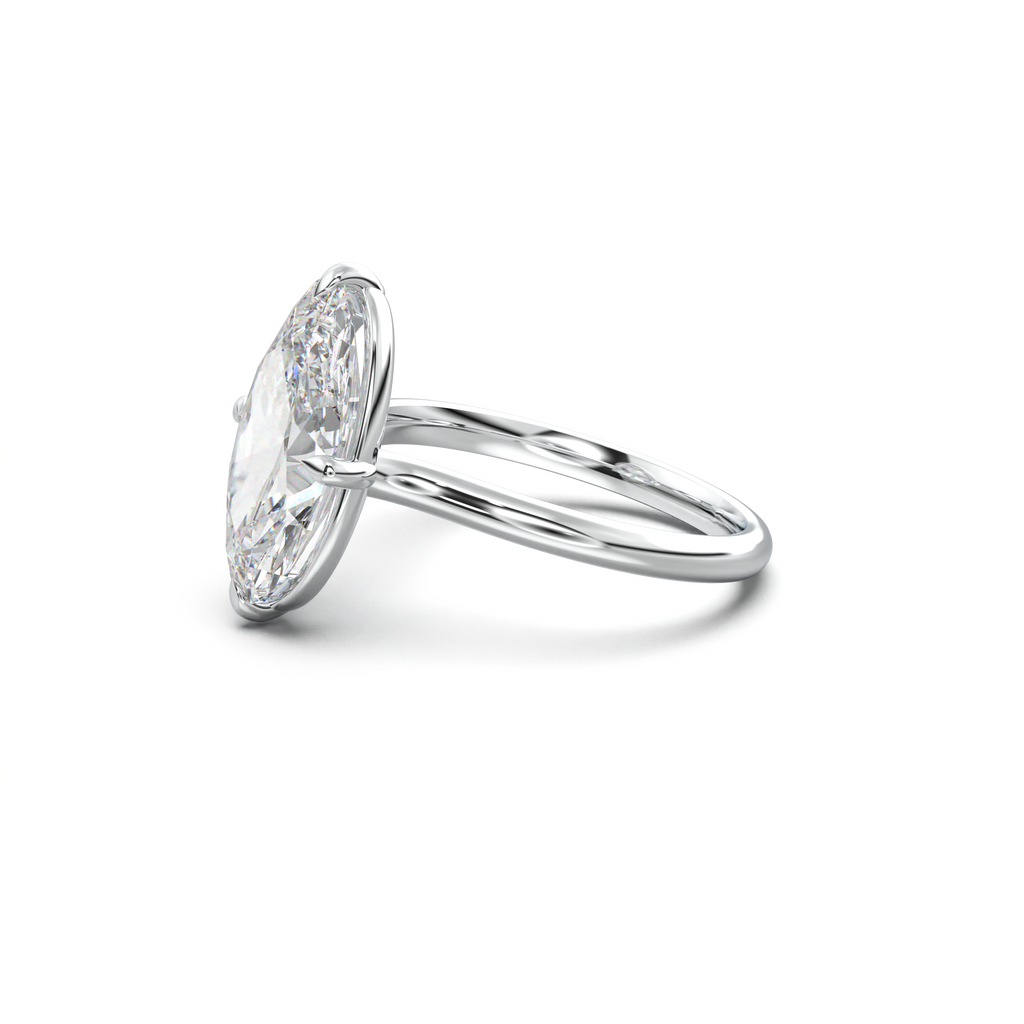 Elongated Moval Solitaire Engagement Ring