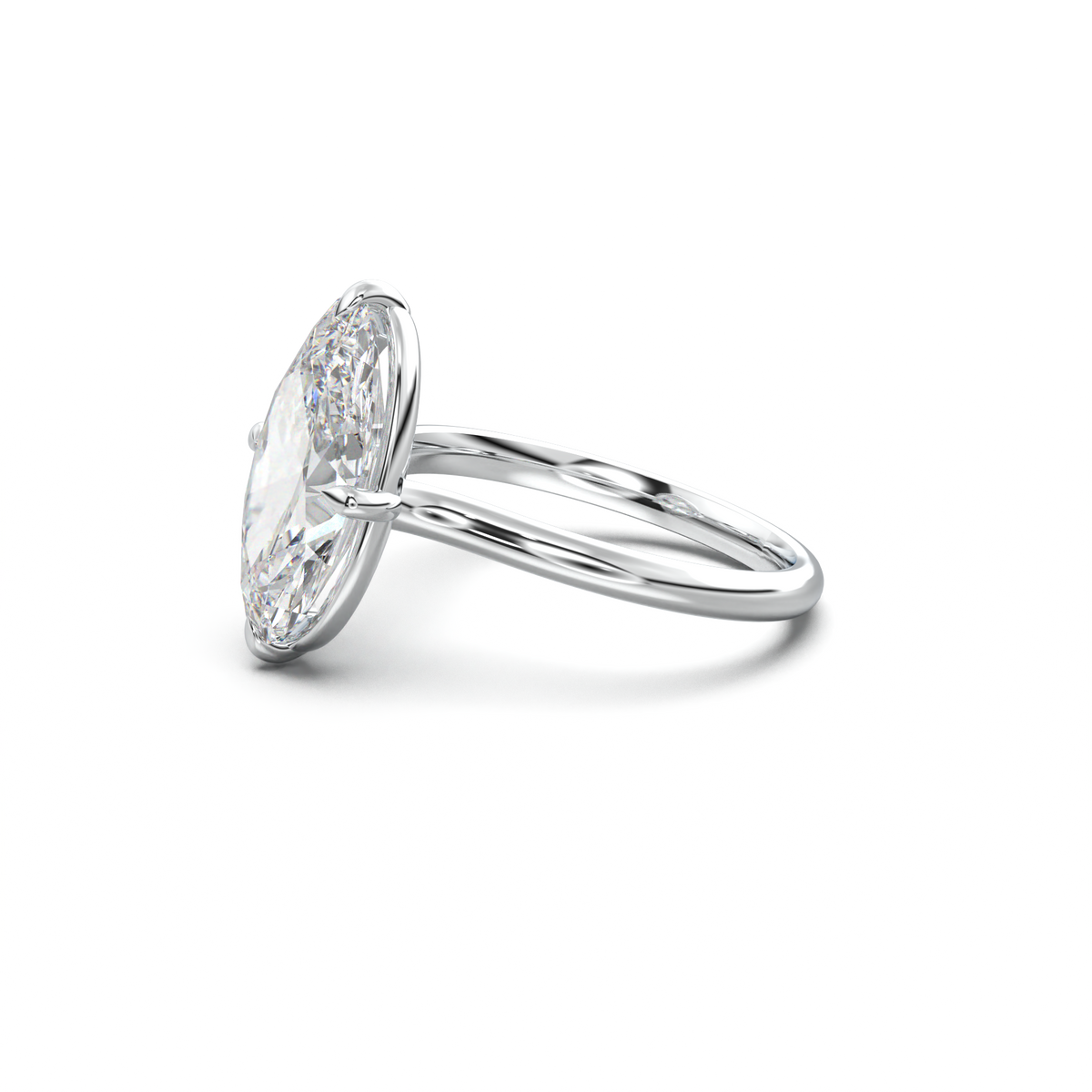 Elongated Moval Solitaire Engagement Ring
