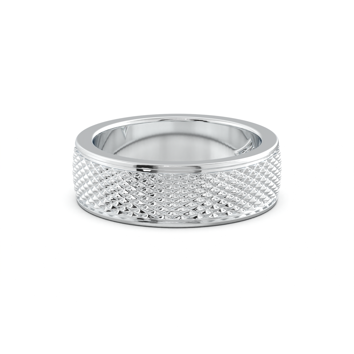 Diamond-Cut Textured Men's Wedding Band