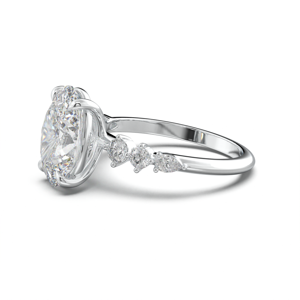 Oval Pear-Accent Engagement Ring