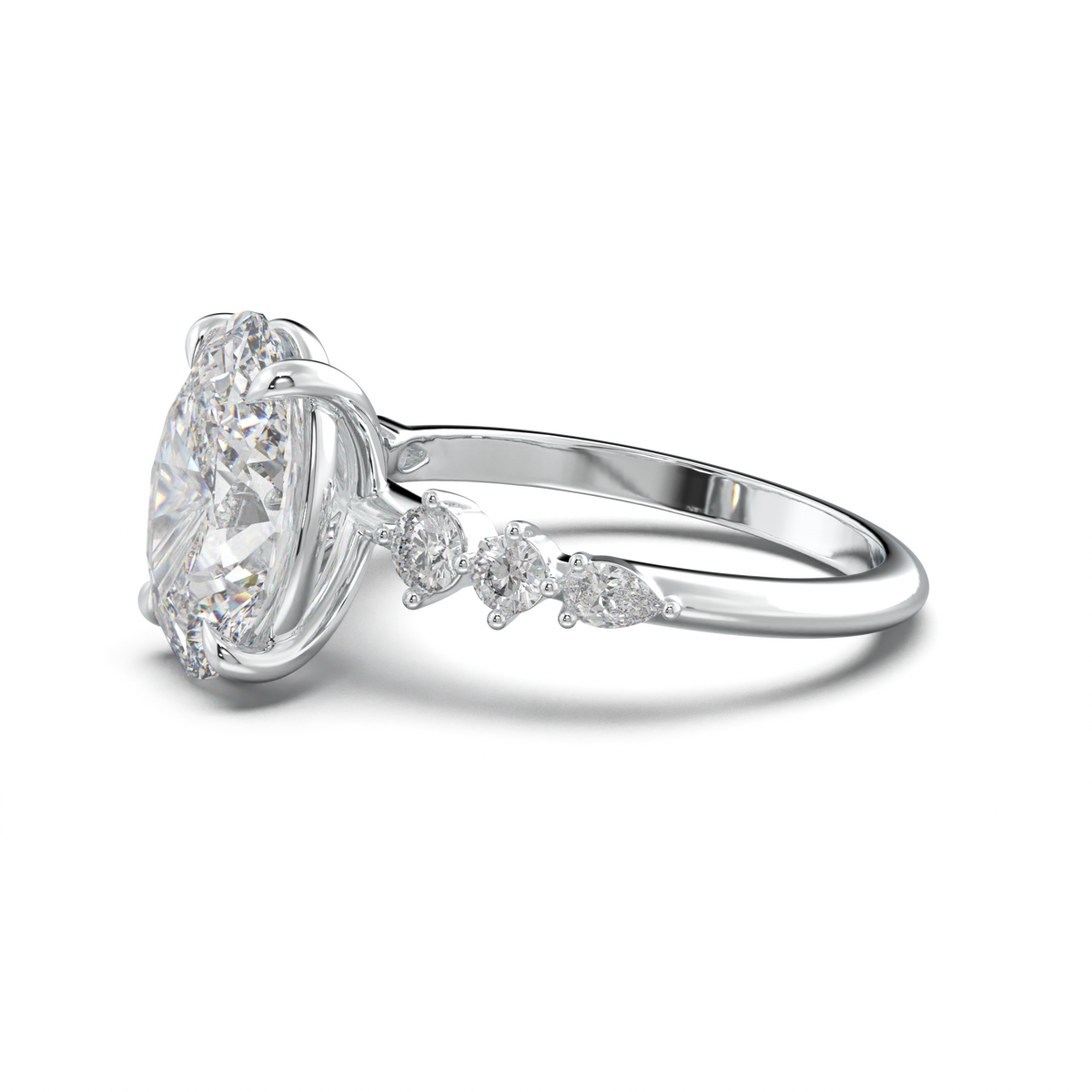Oval Pear-Accent Engagement Ring