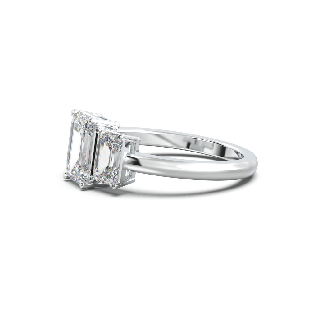 Emerald Three-Stone Engagement Ring