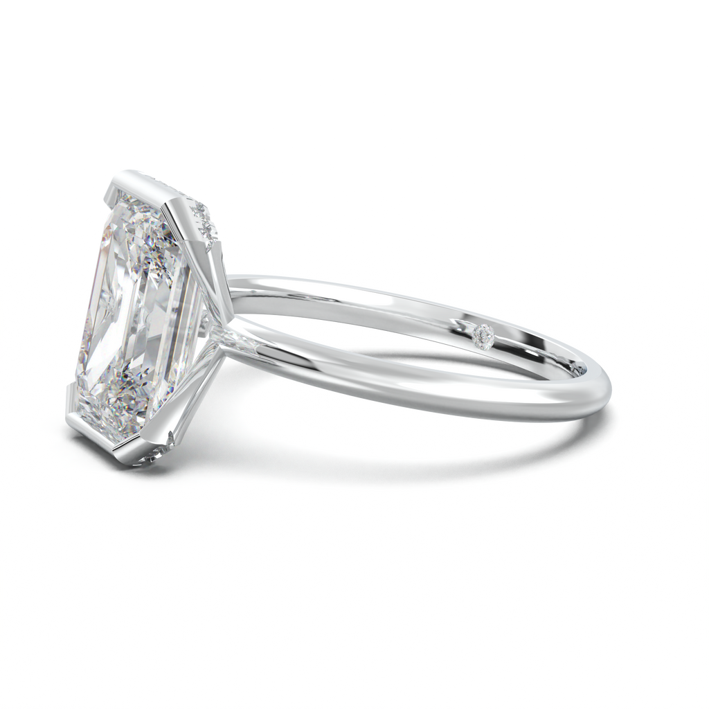 Emerald Hidden Halo Engagement Ring