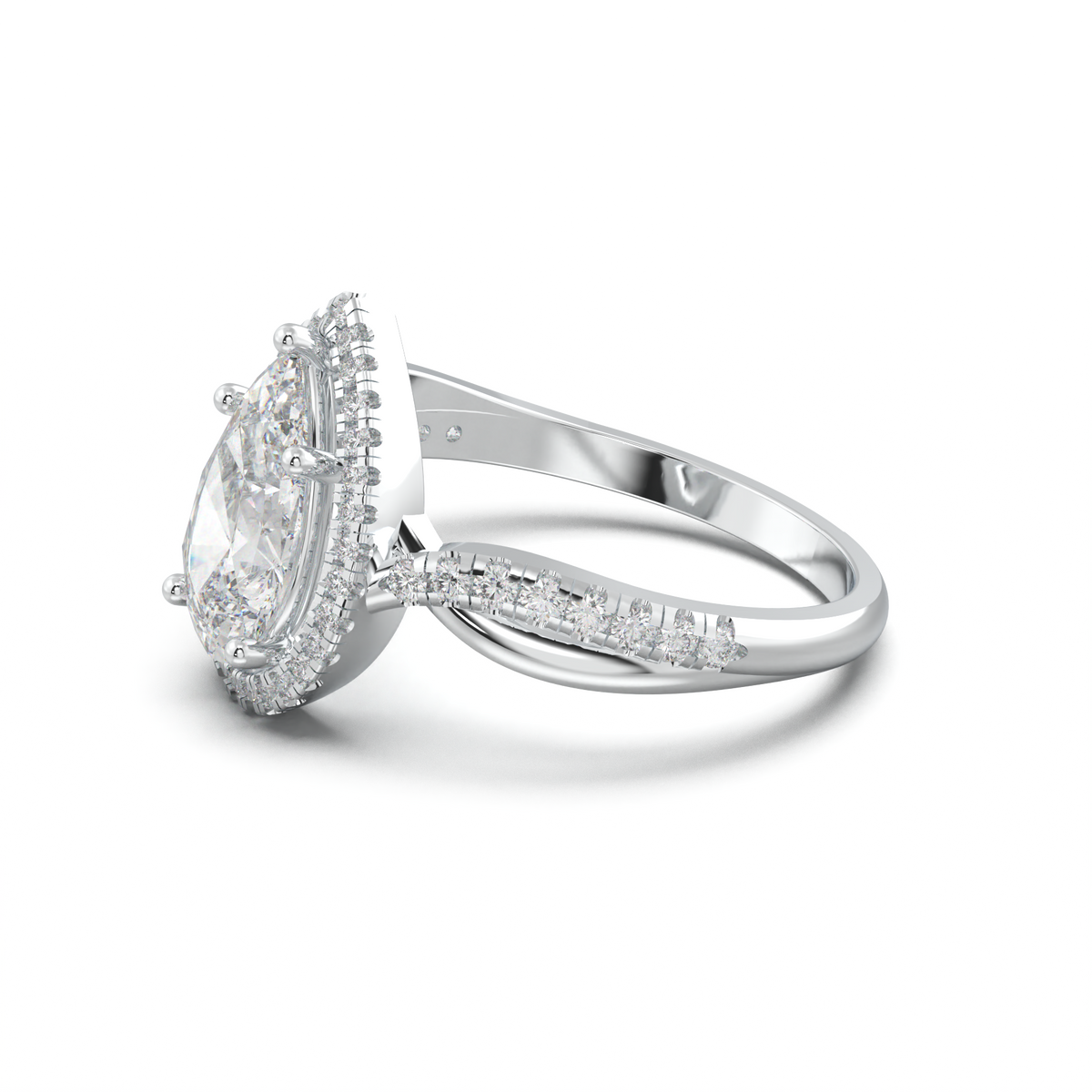 Pear Halo Twisted Pavé Engagement Ring