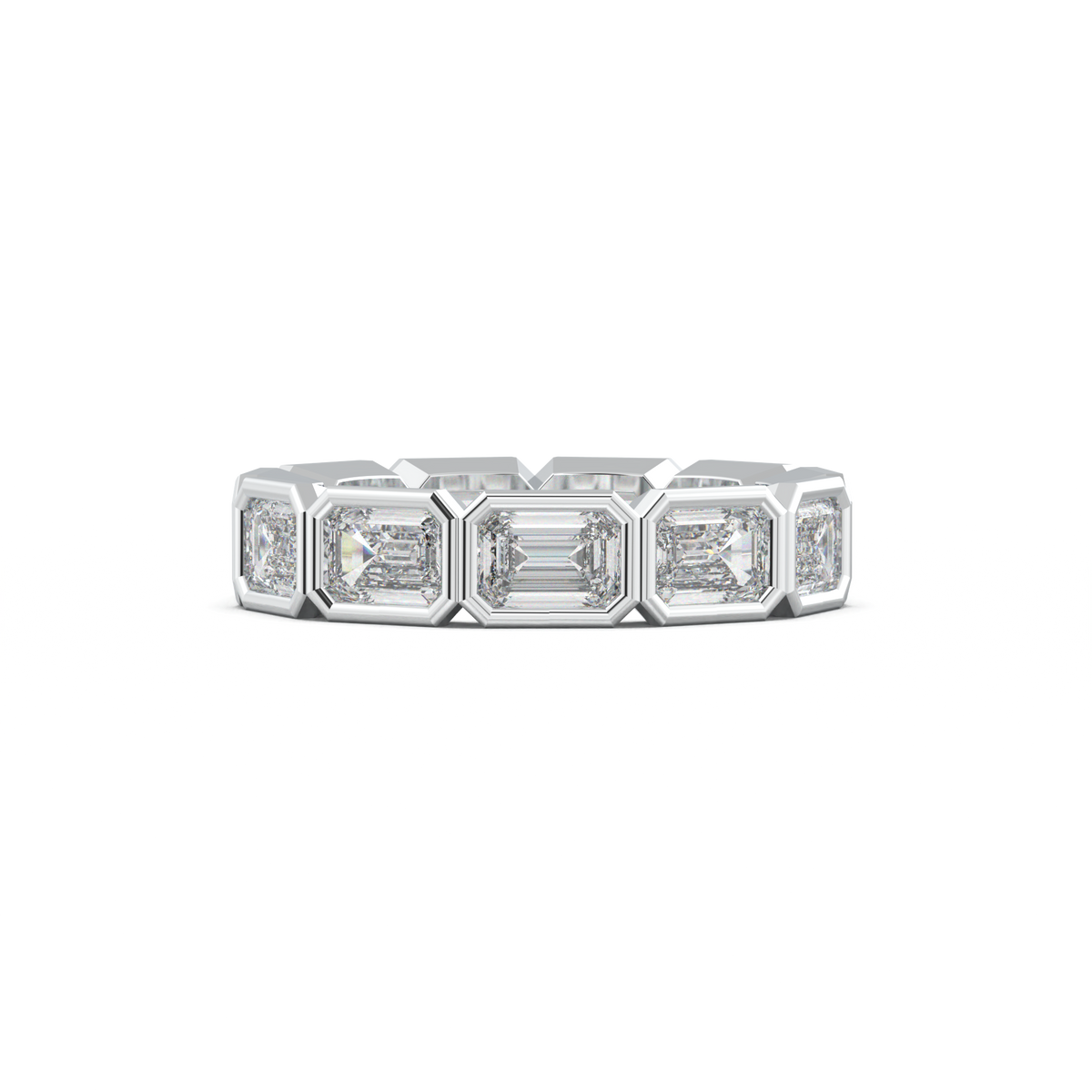 Emerald-Cut Bezel-Style Eternity Wedding Band