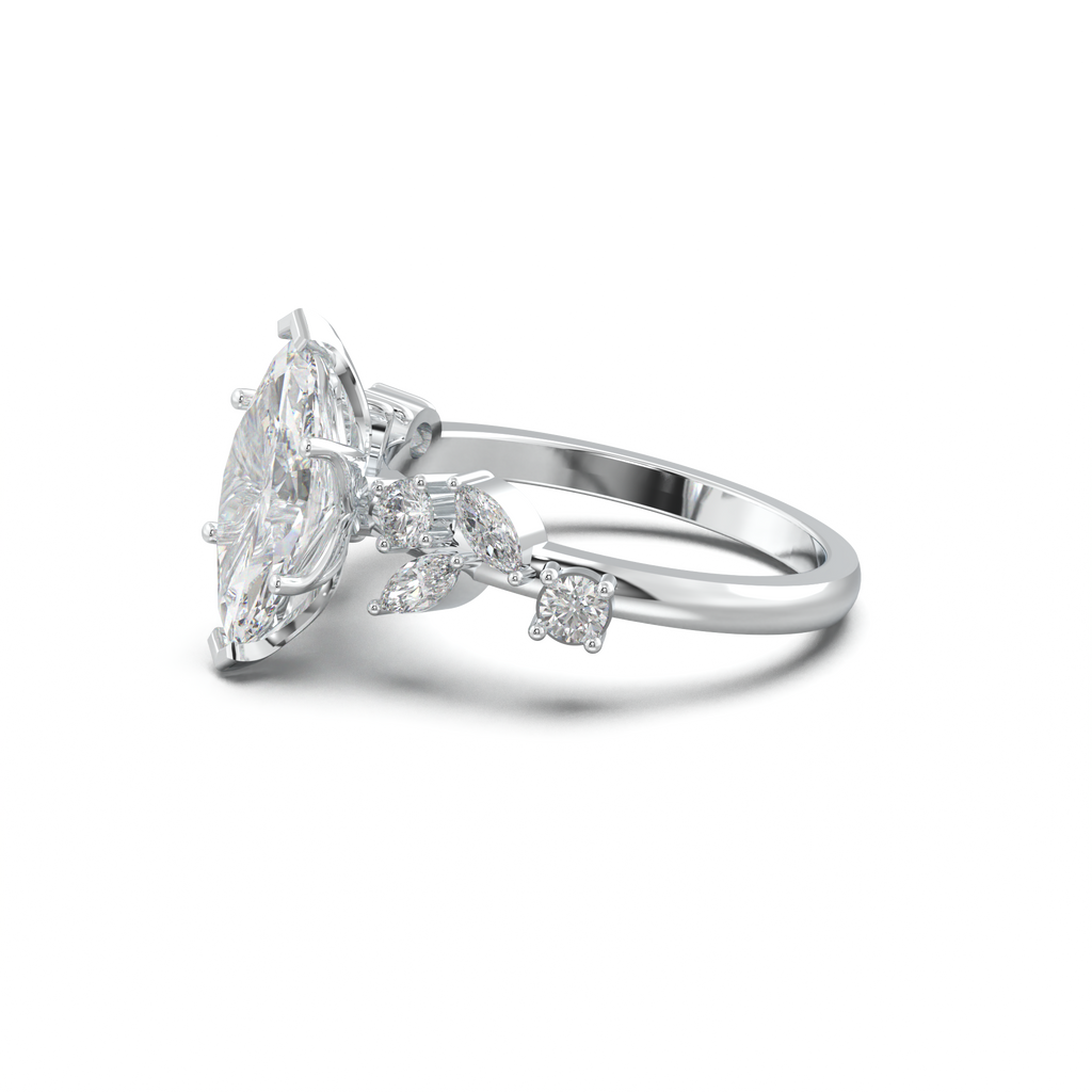 Marquise Mixed Side-Stone Engagement Ring