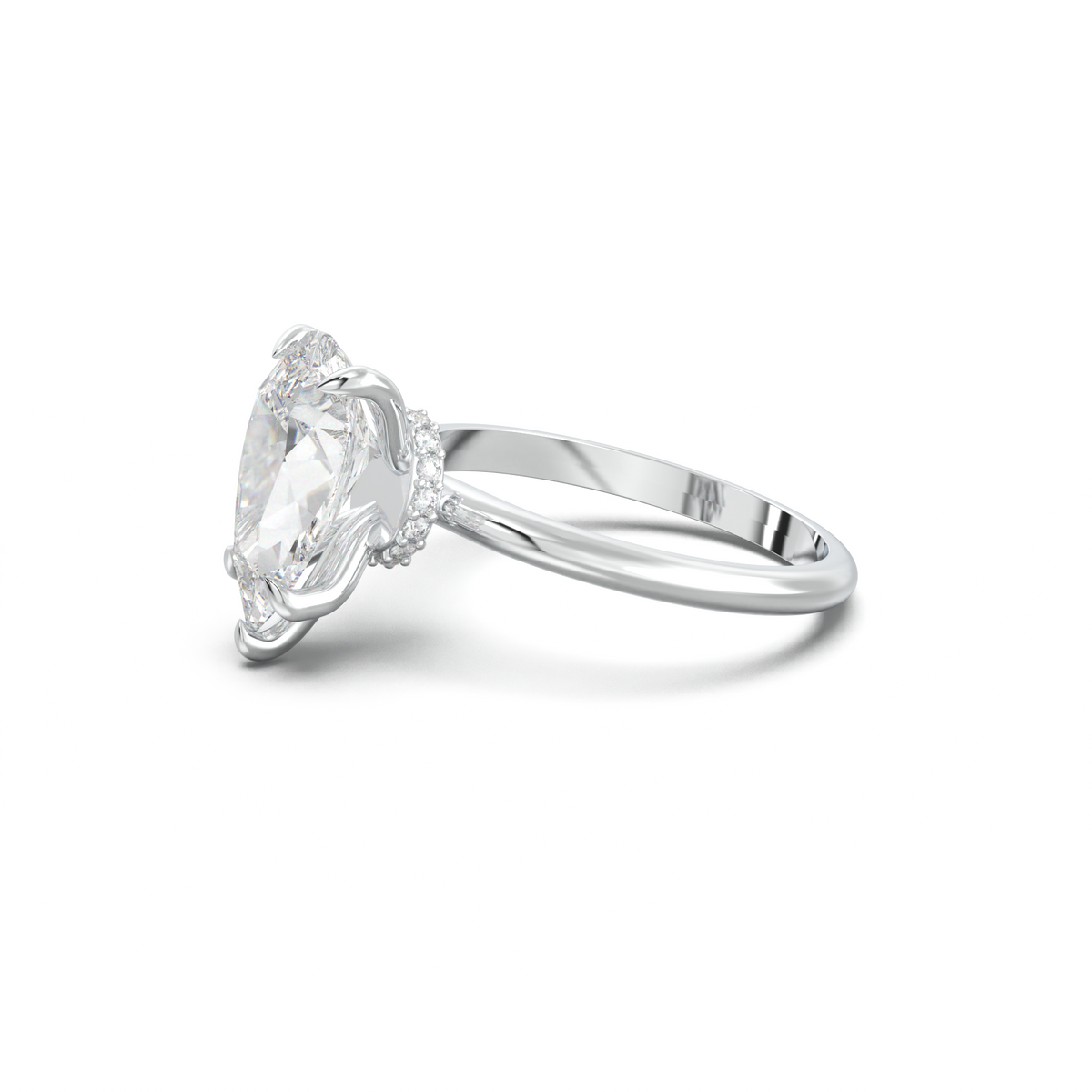 Pear Hidden Halo Engagement Ring