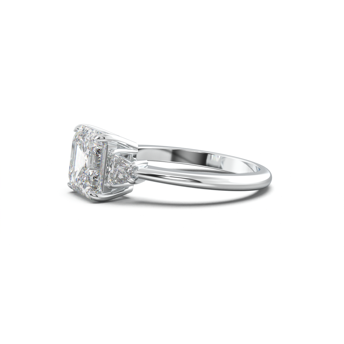 Asscher Baguette Three-Stone Engagement Ring