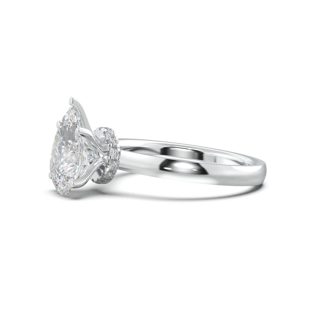 Pear Hidden Halo Engagement Ring