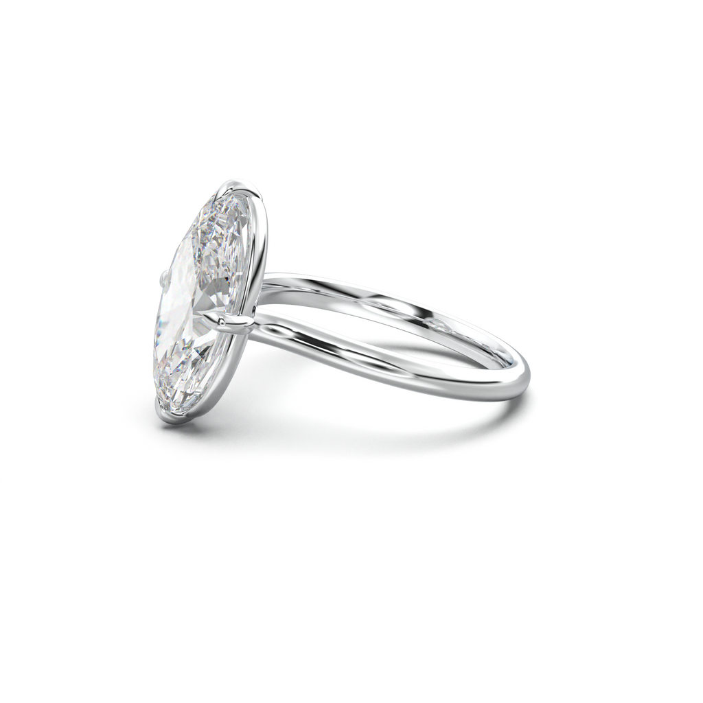 Elongated Moval Solitaire Engagement Ring