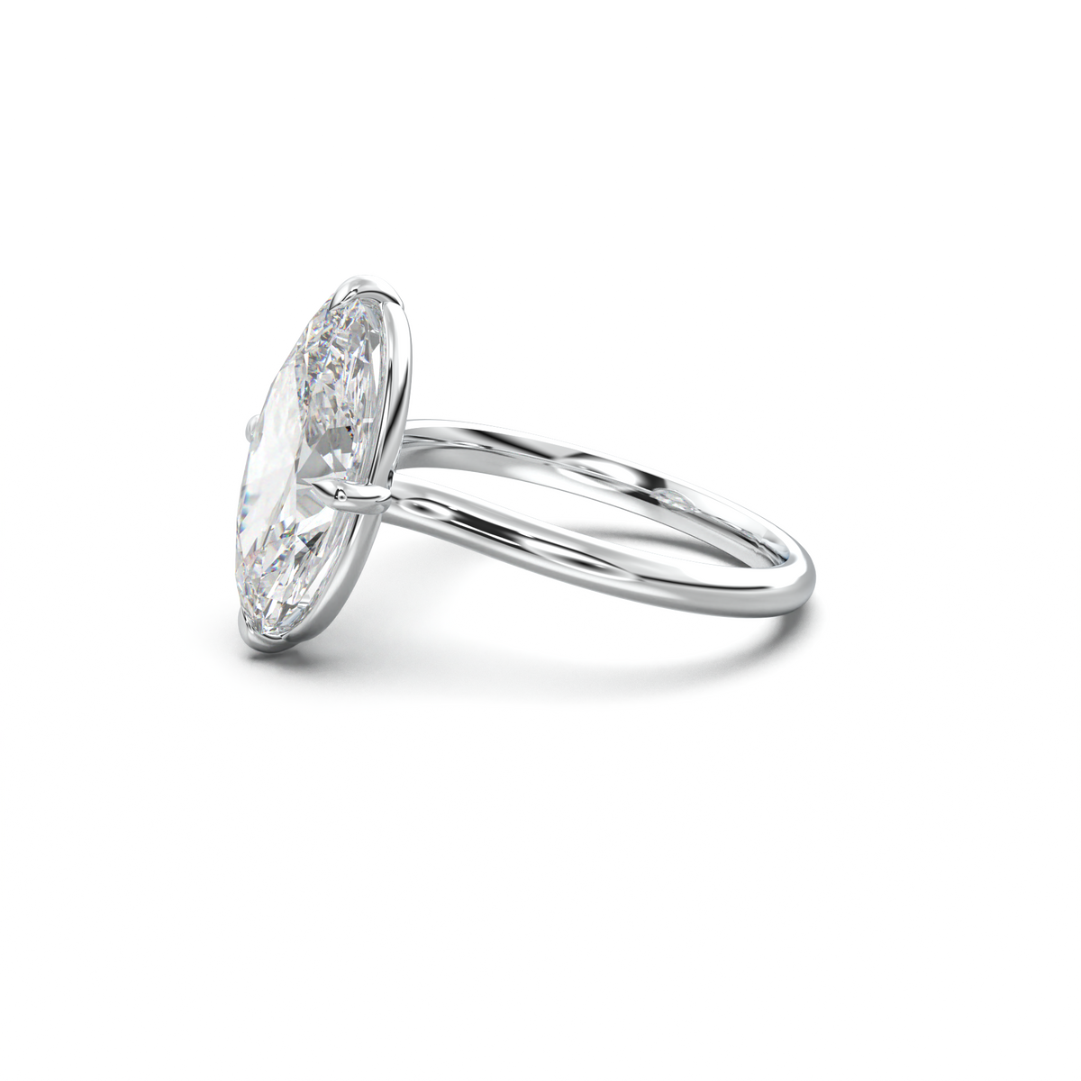 Elongated Moval Solitaire Engagement Ring
