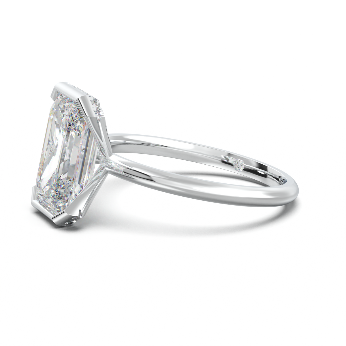 Emerald Hidden Halo Engagement Ring